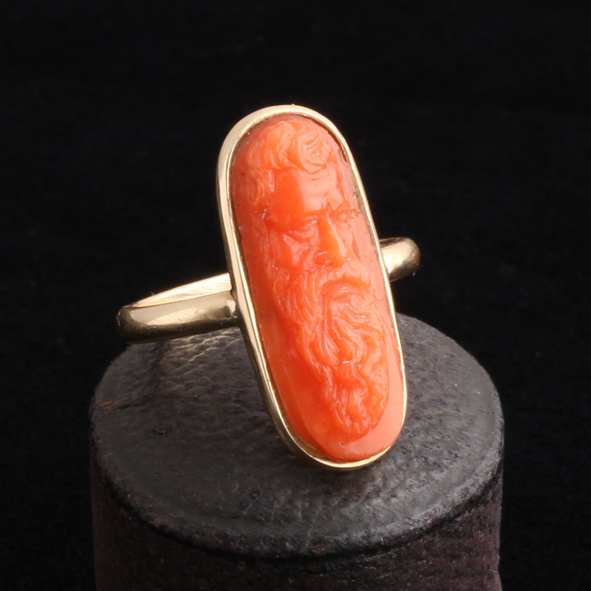 Victorian Oblong Coral Cameo Ring