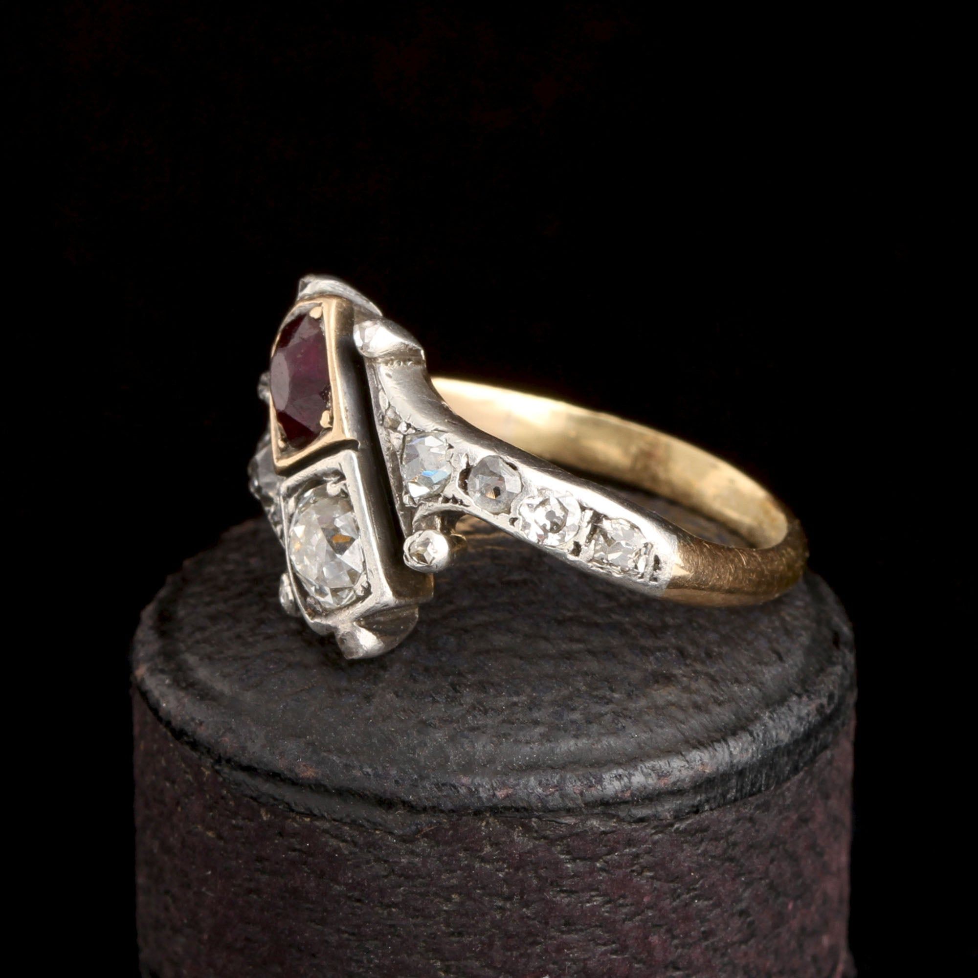 Late 19th Century Ruby & Diamond Toi et Moi Ring