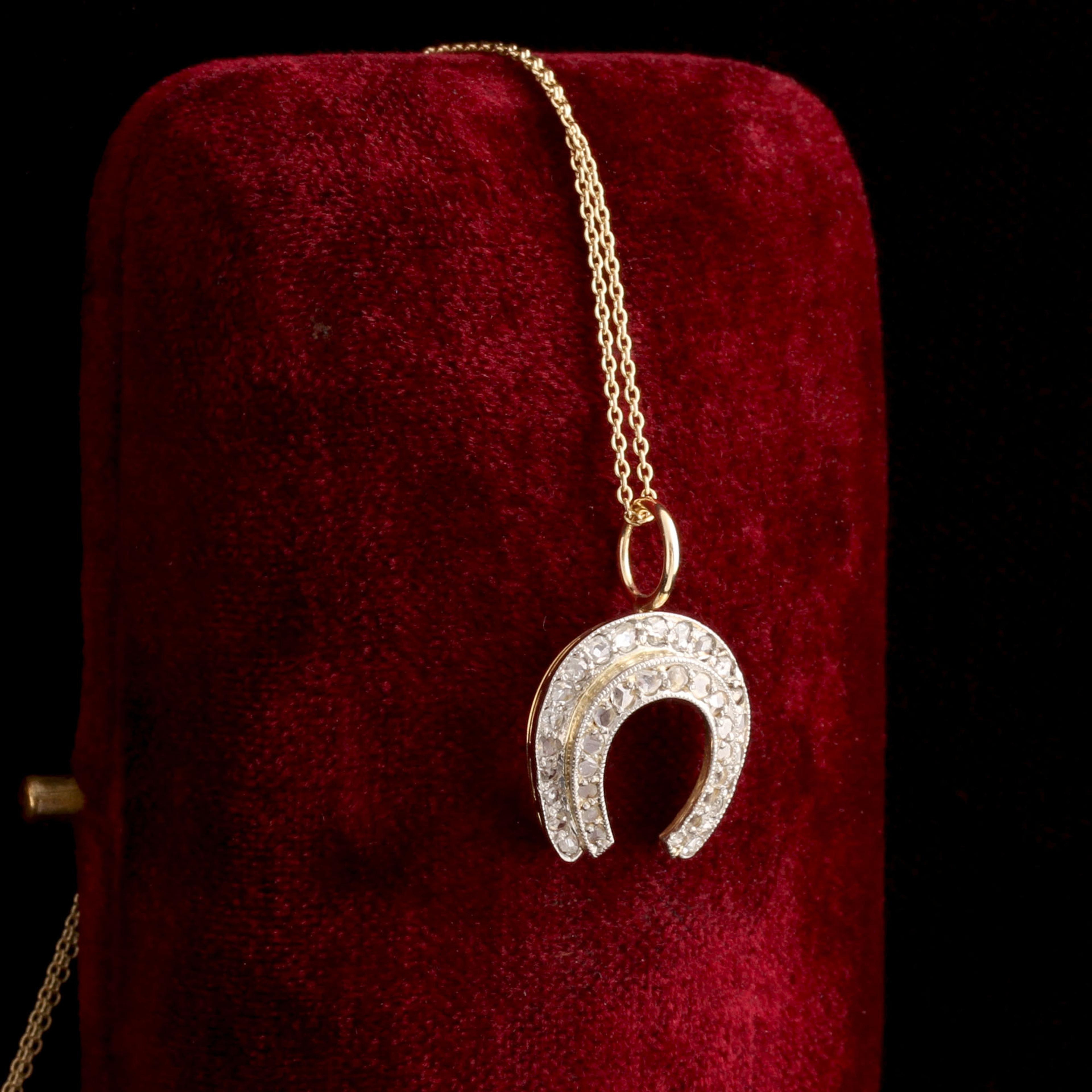 Late Victorian Rose Cut Diamond Double Horseshoe Necklace