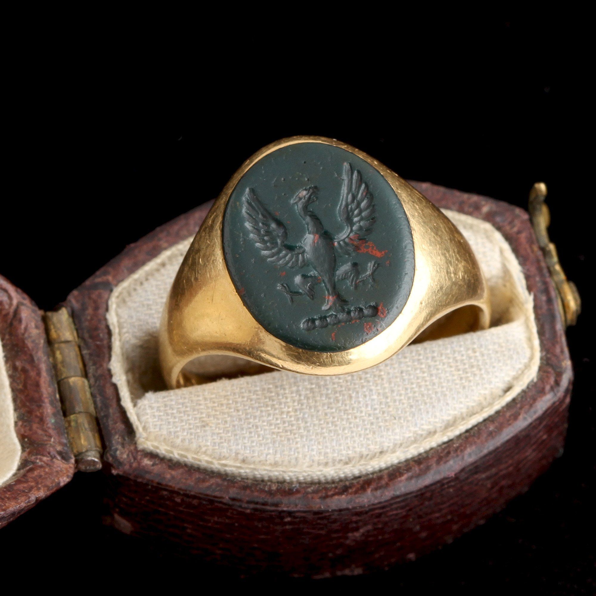 1930s Heraldic Phoenix Signet Ring