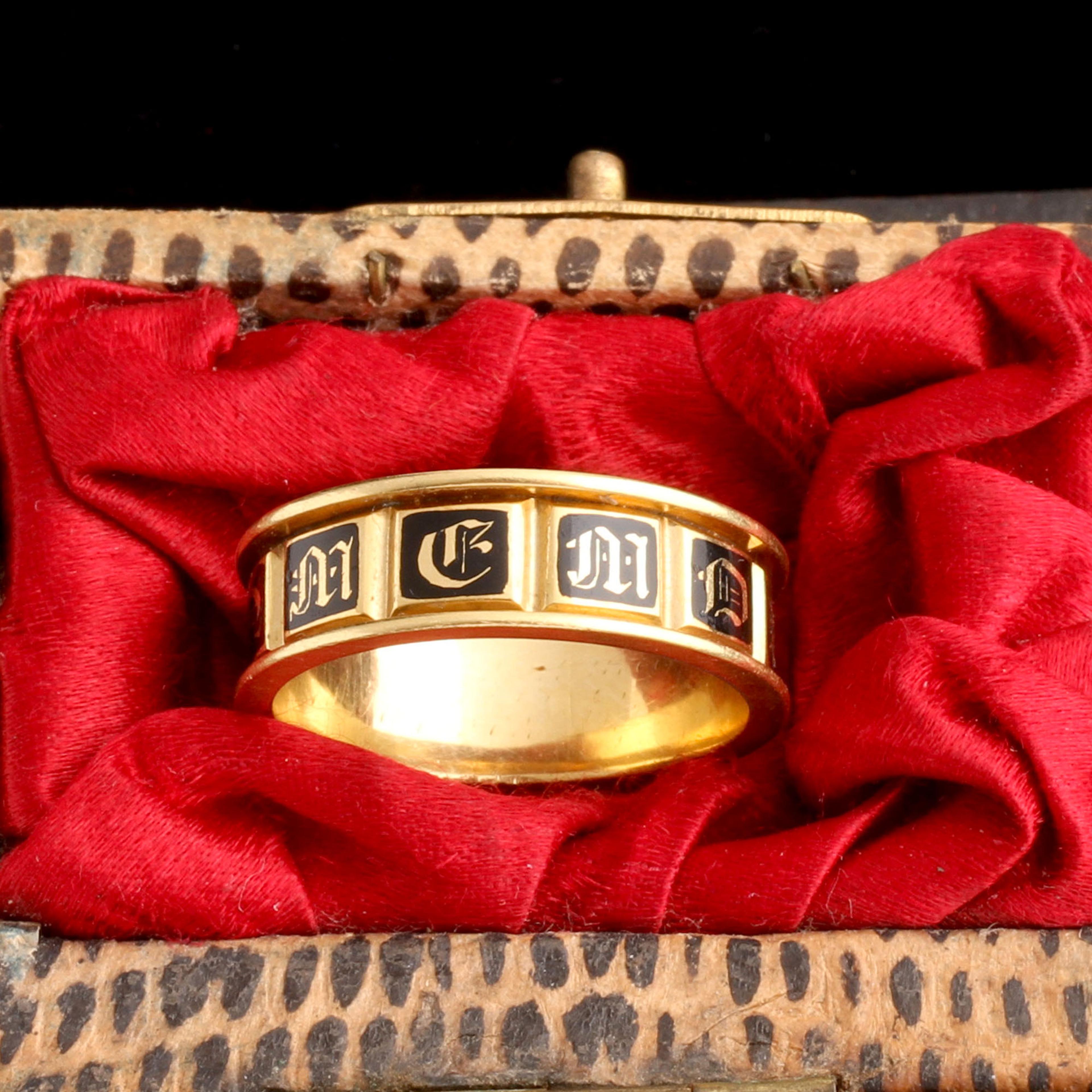 Late Georgian In Memory Of Enamel & Gold Band