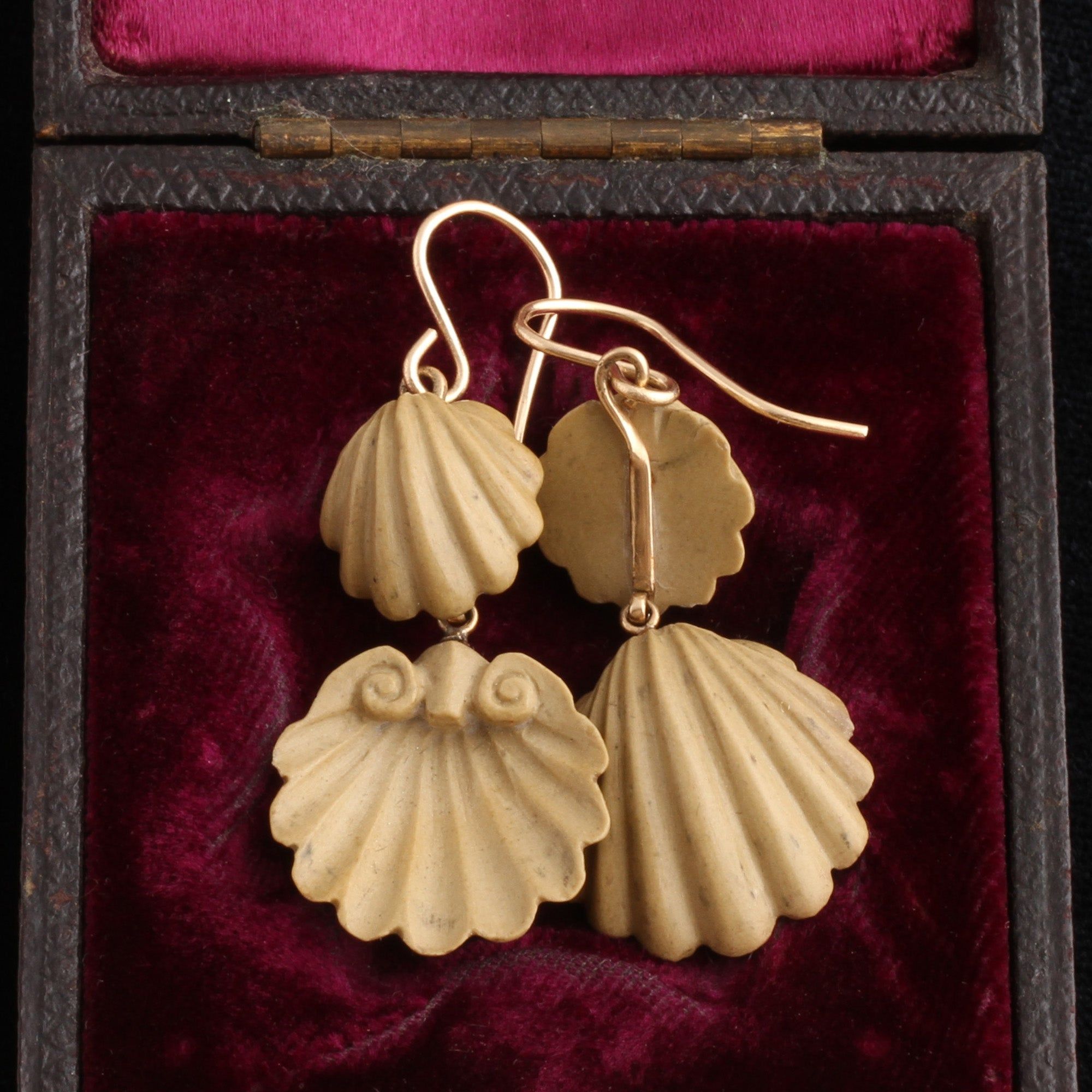 Detail of Victorian Lava Shell Earrings