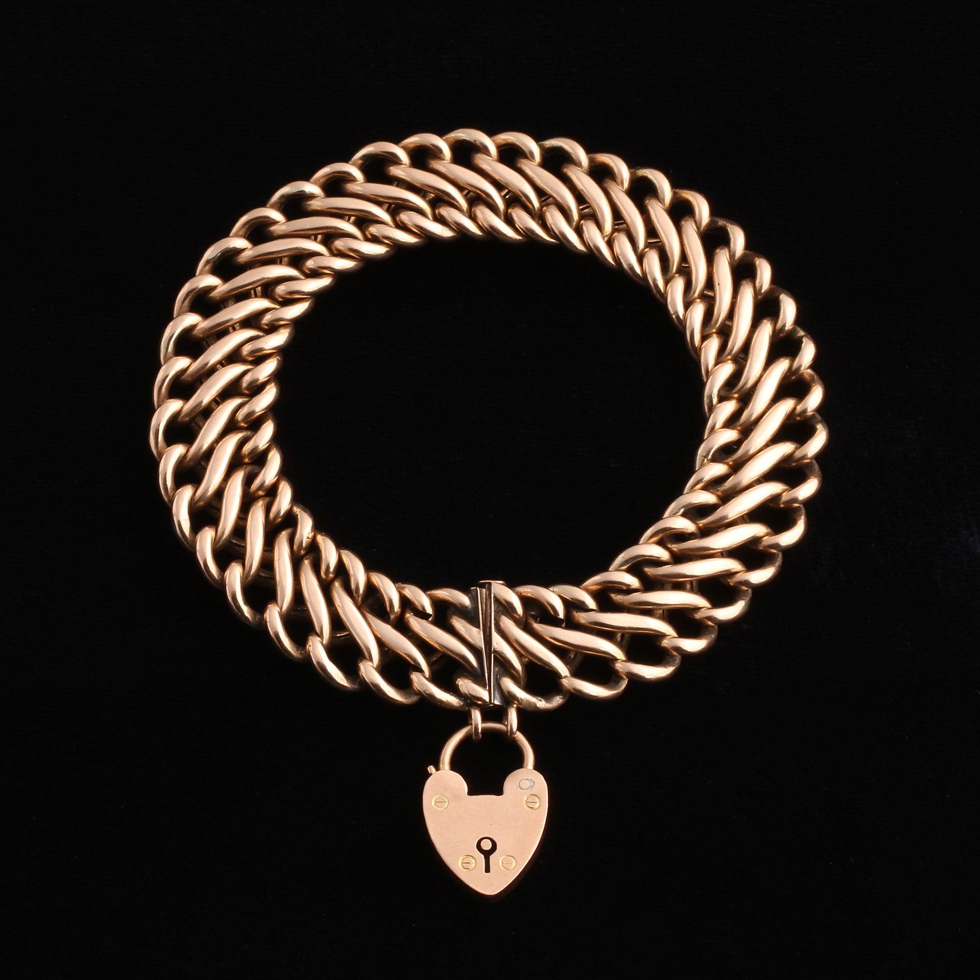 Edwardian Infinity Link Chain Heart Lock Bracelet