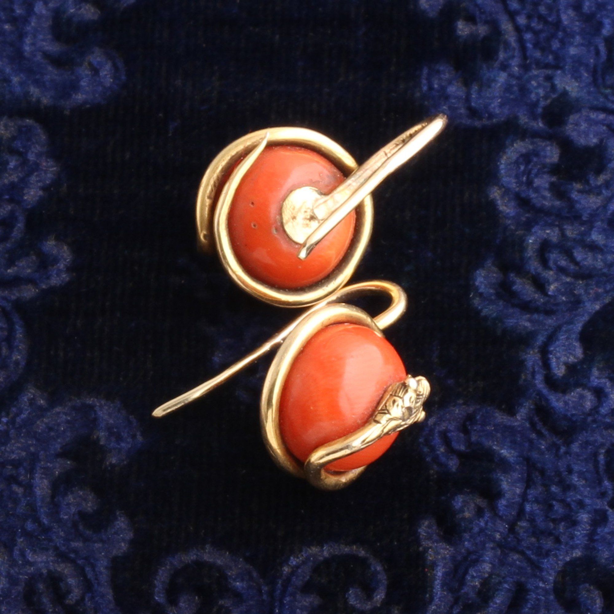 Victorian Coral Snake Earrings
