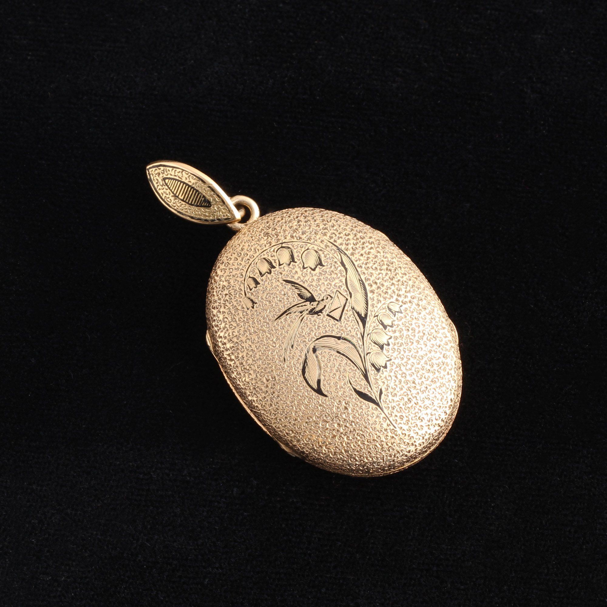 Victorian Enameled Lily of The Valley Locket
