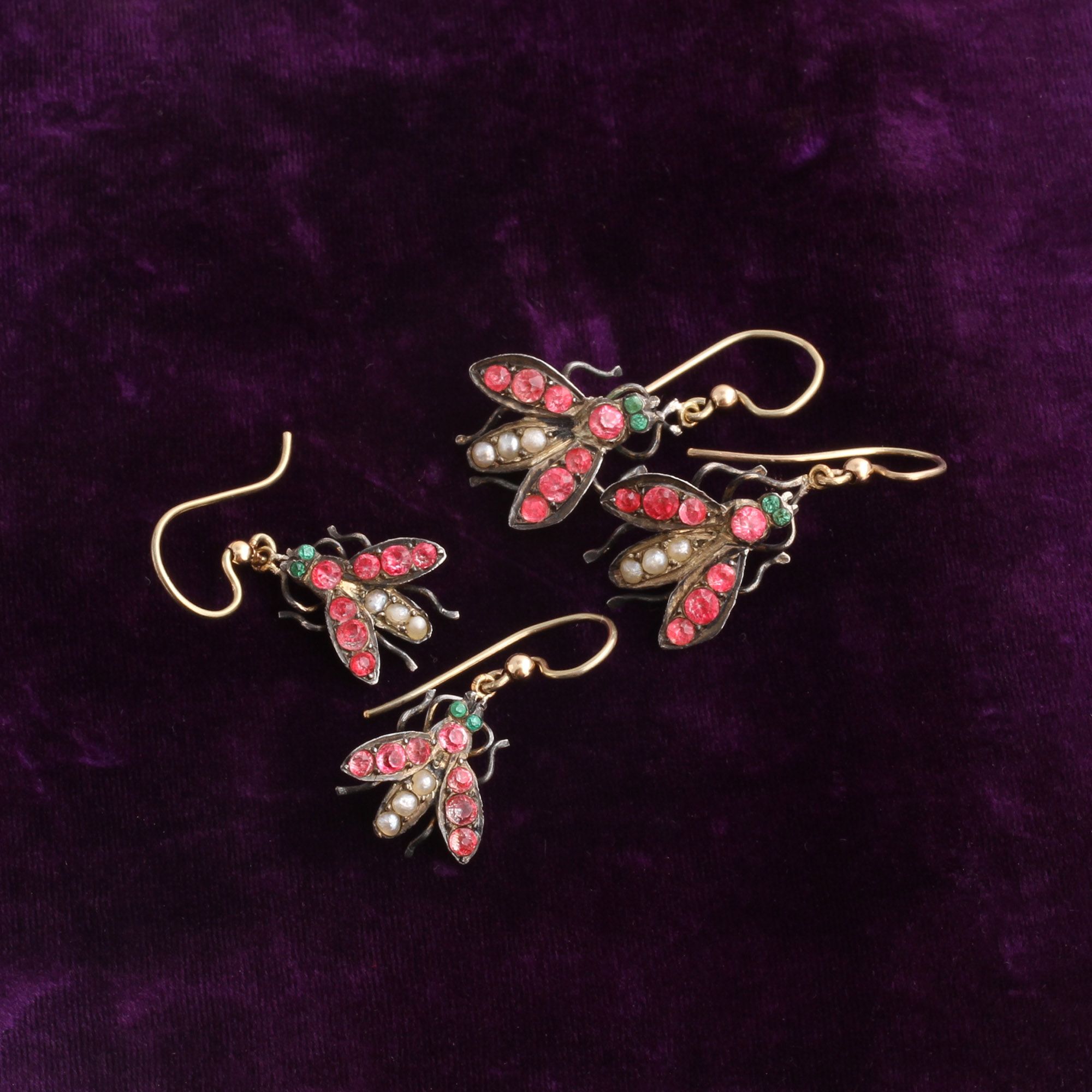 Georgian Pearl & Paste Fly Earrings