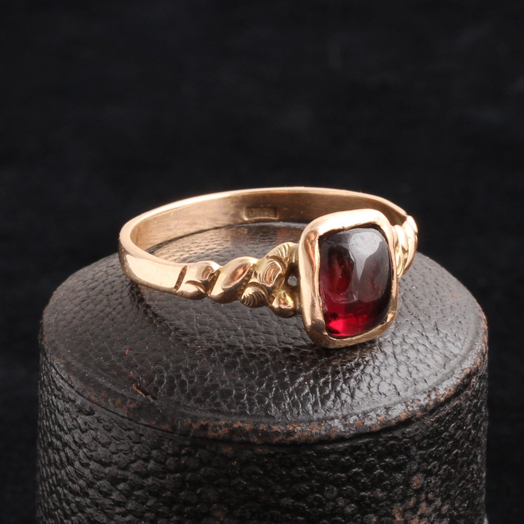 Victorian Garnet Ring with Twisted Shoulders