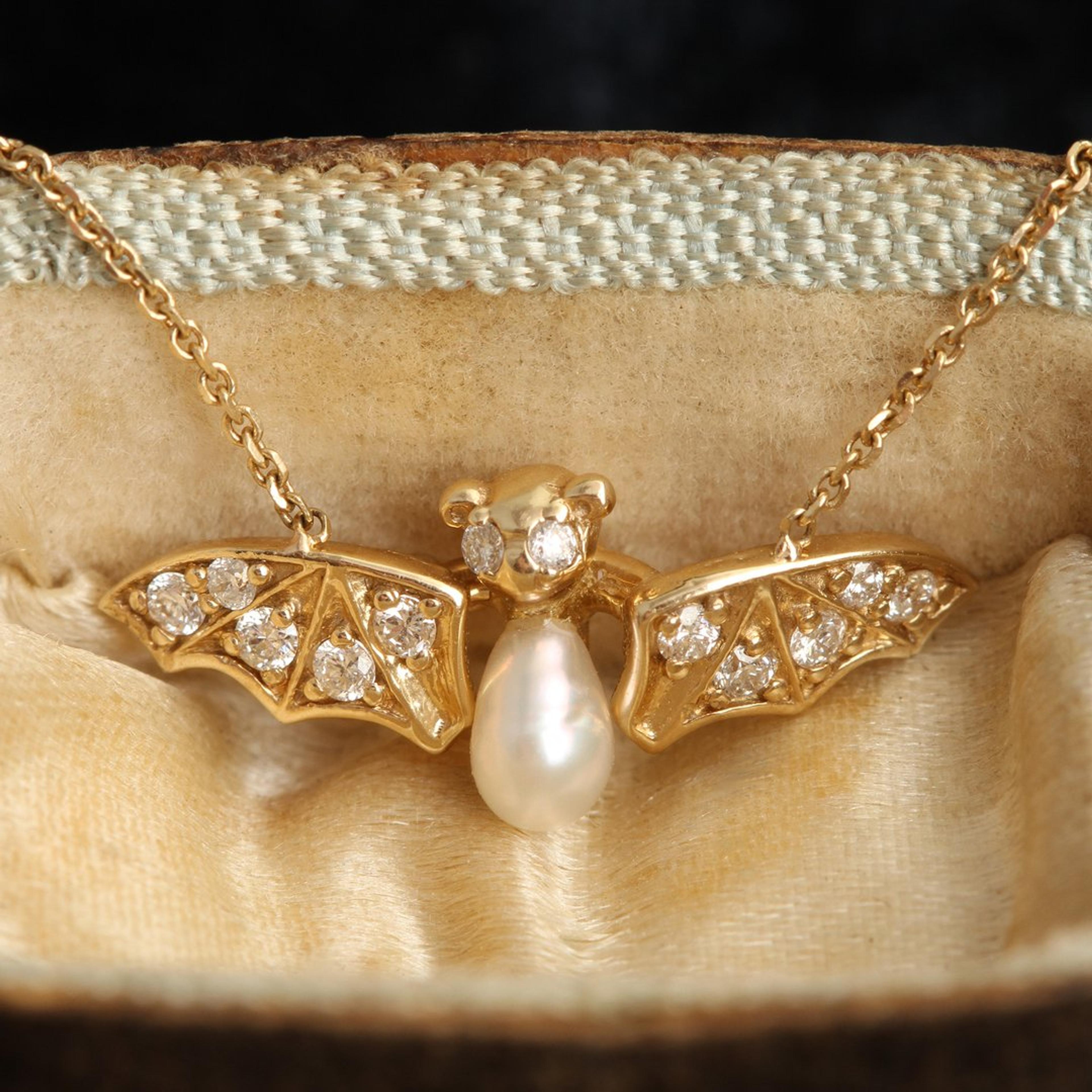 Detail of Jeweled Bat Necklace