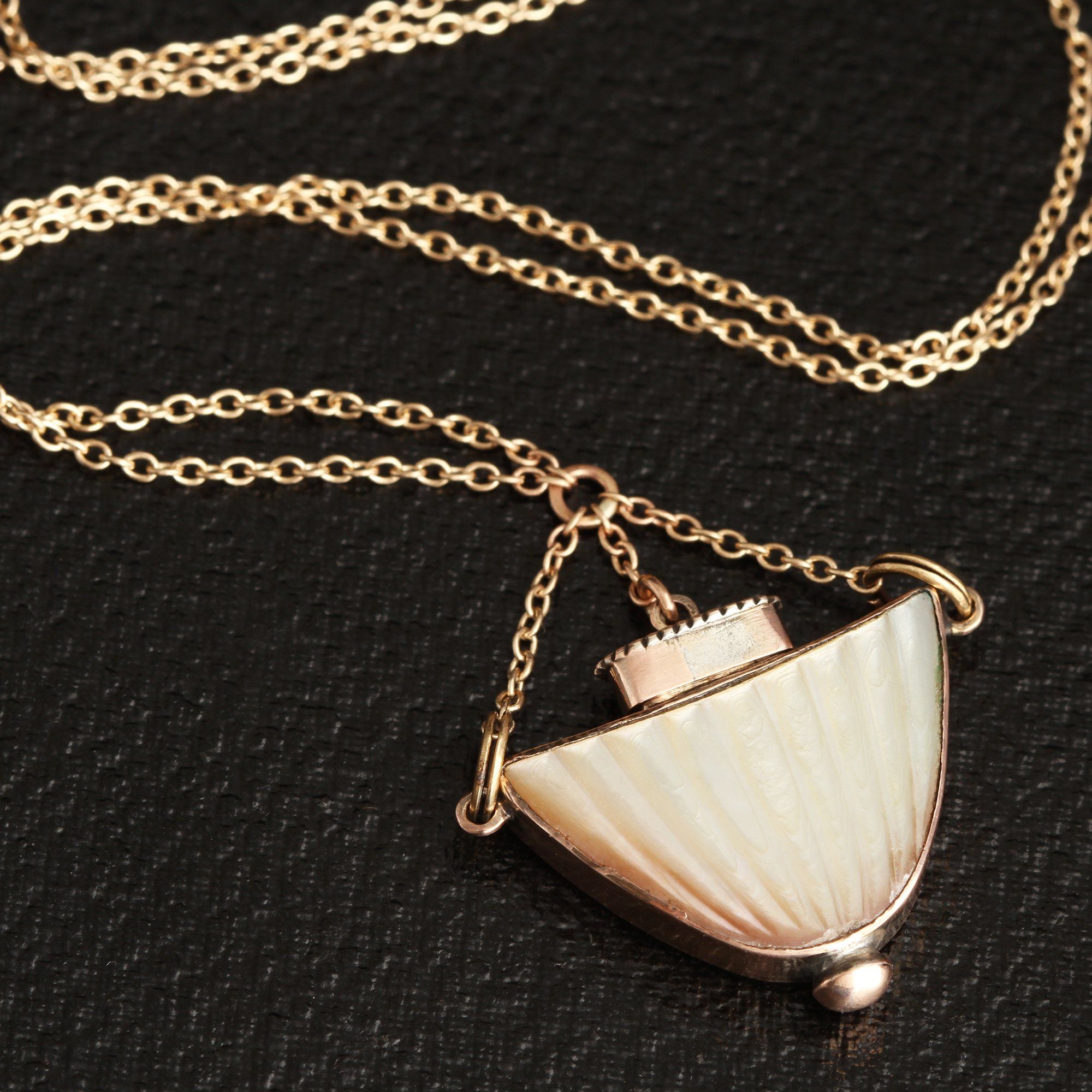 Detail of Georgian Mother of Pearl Urn Scent Bottle Necklace