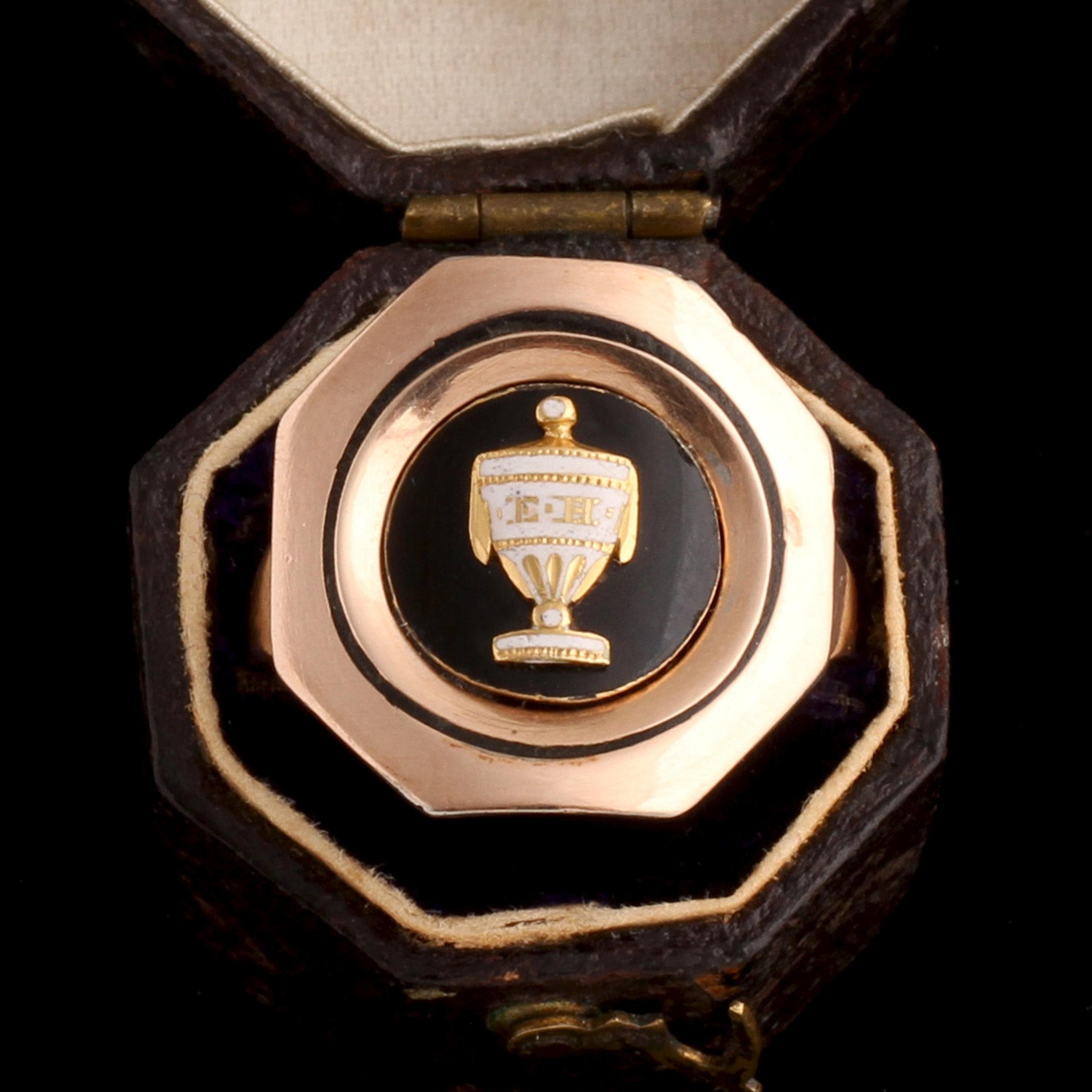 Detail of Georgian Octagonal Enamel Urn Ring