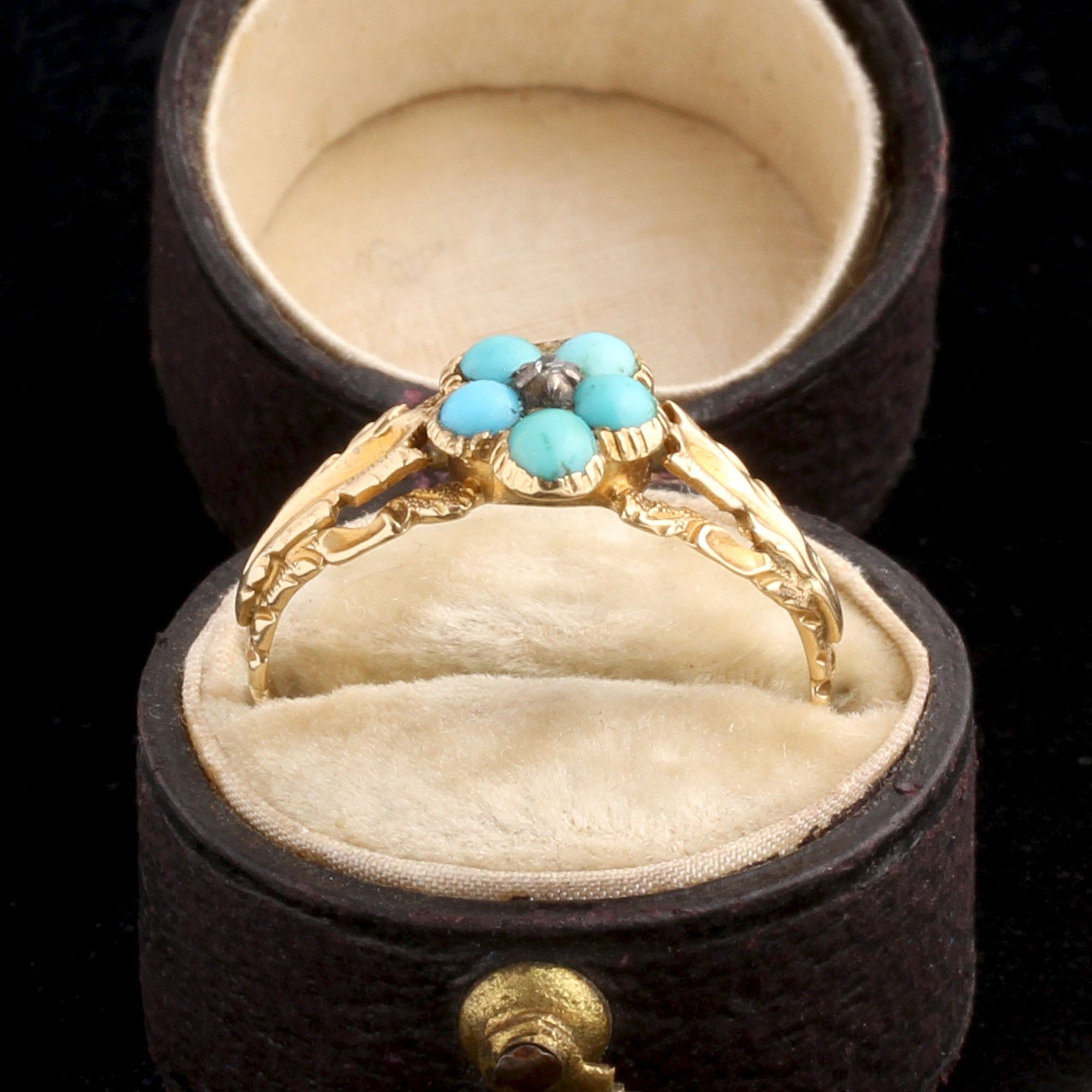 Victorian Turquoise & Diamond Pansy Ring