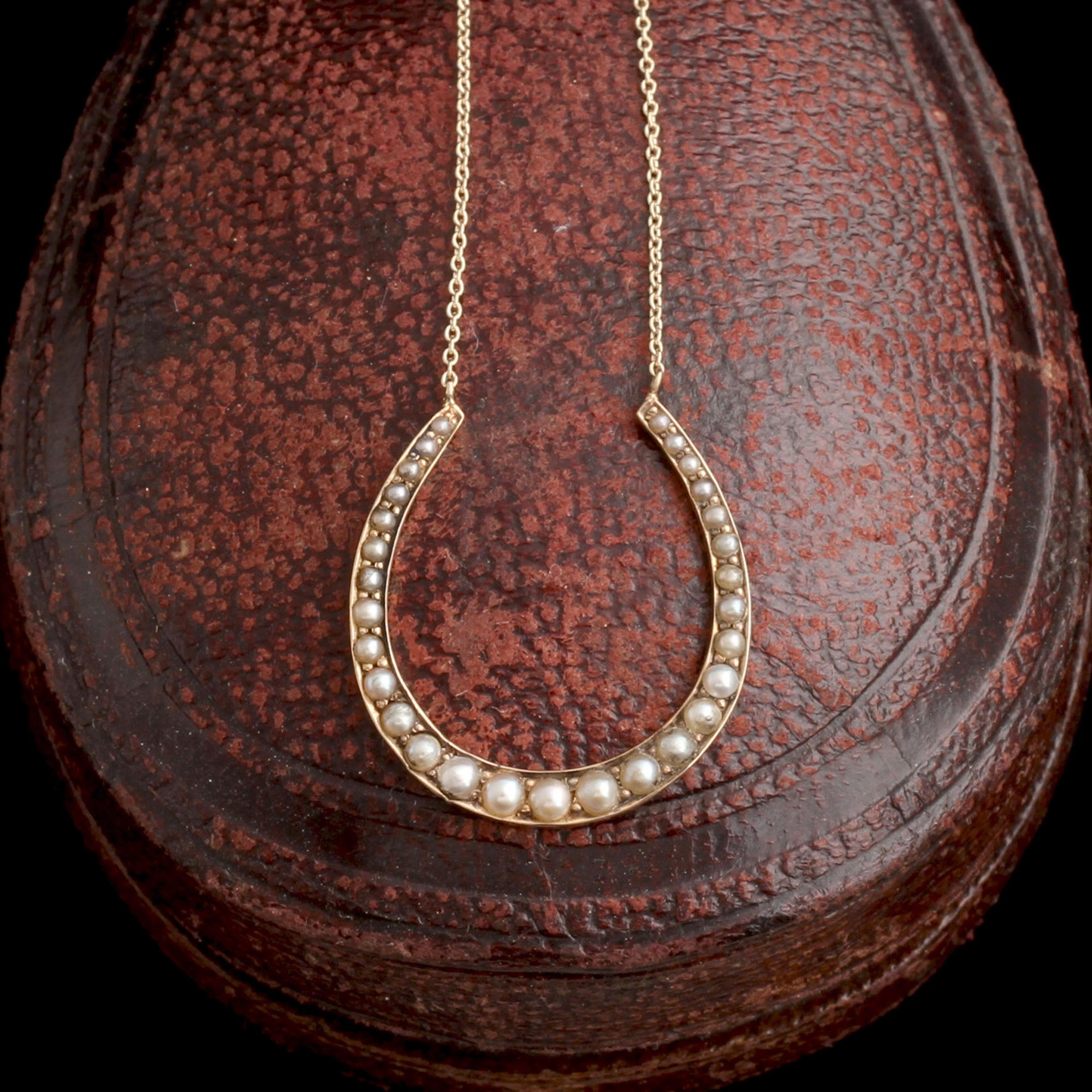 Edwardian Seed Pearl Horseshoe Necklace