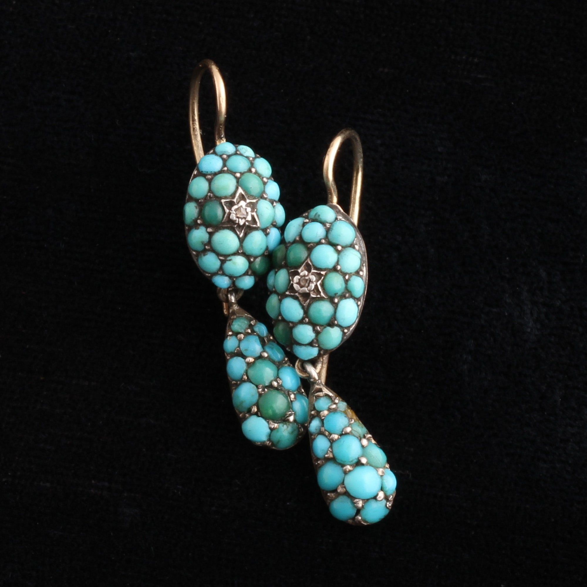 Victorian Turquoise Pavé Drop Earrings
