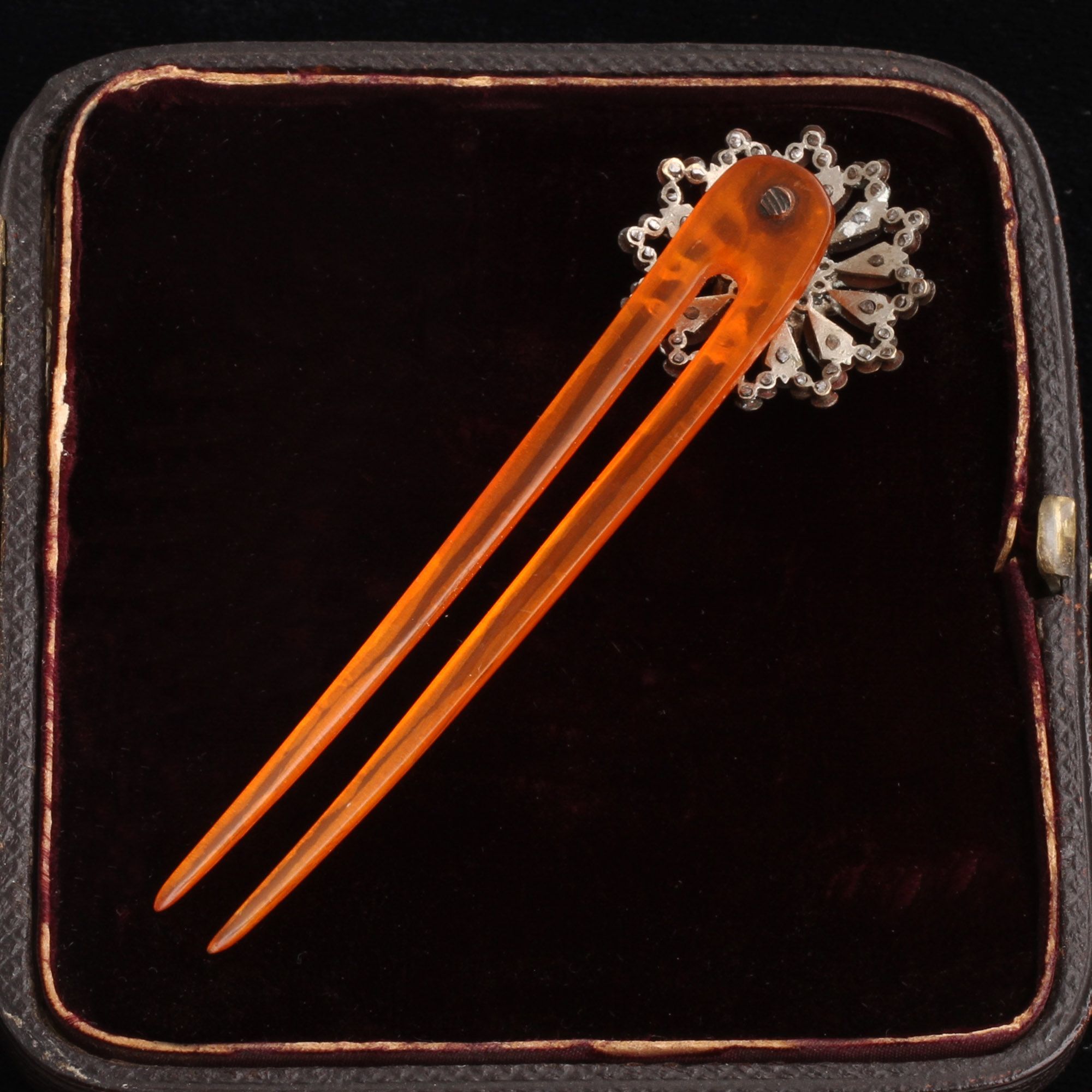 Victorian Cut Steel Flower Hair Comb