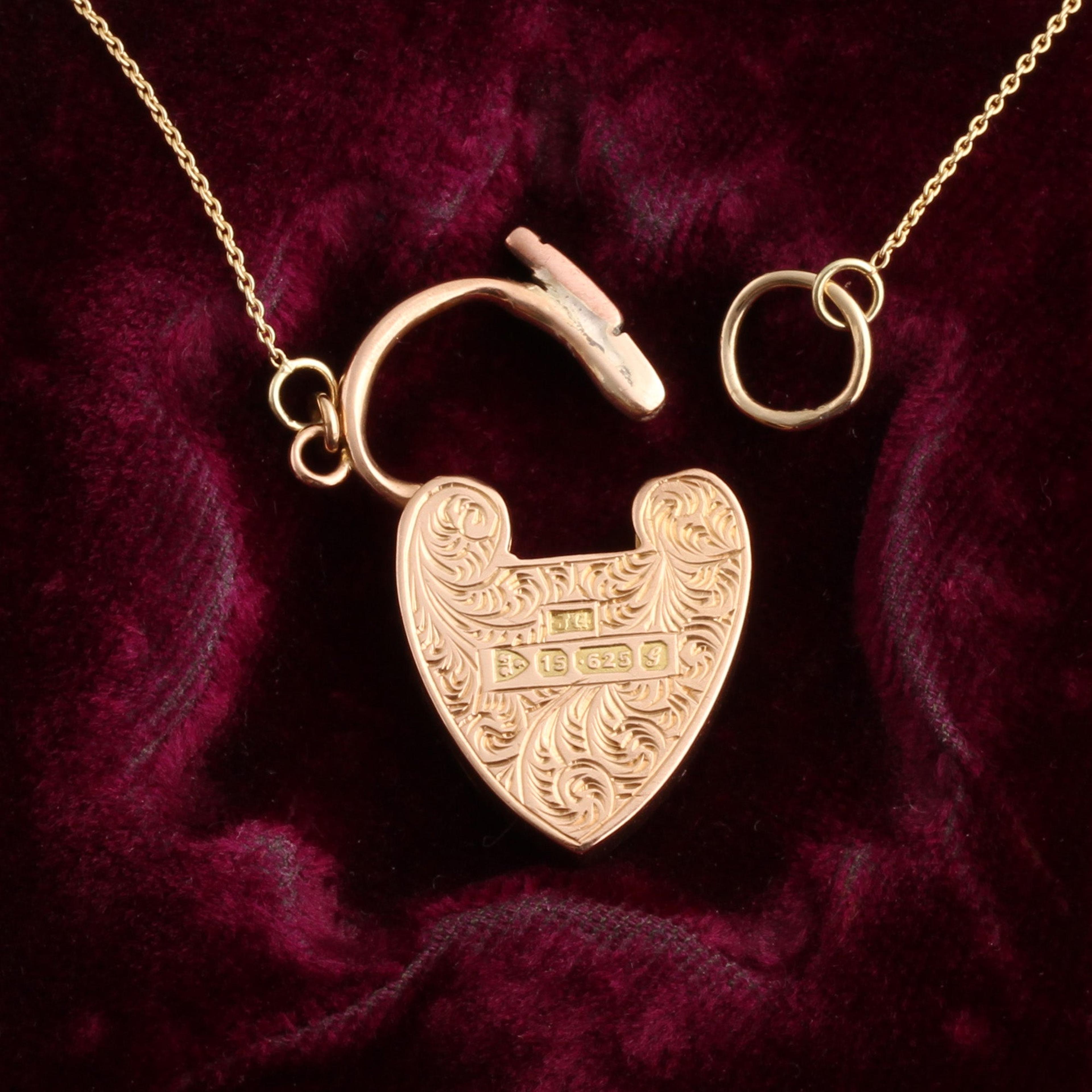 Back Detail of Edwardian Heart Padlock Necklace