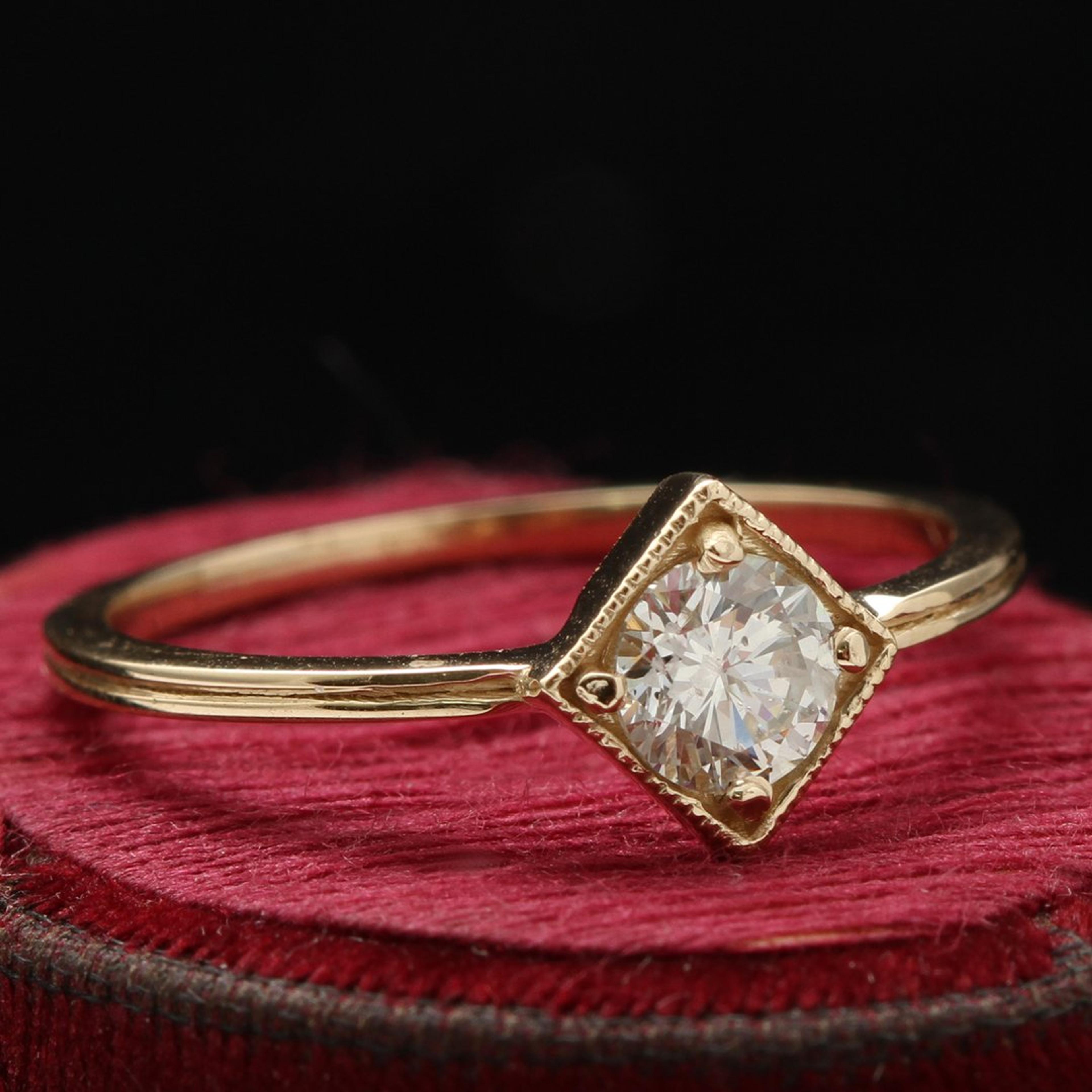 Detail of Gilded Age Diamond Solitaire