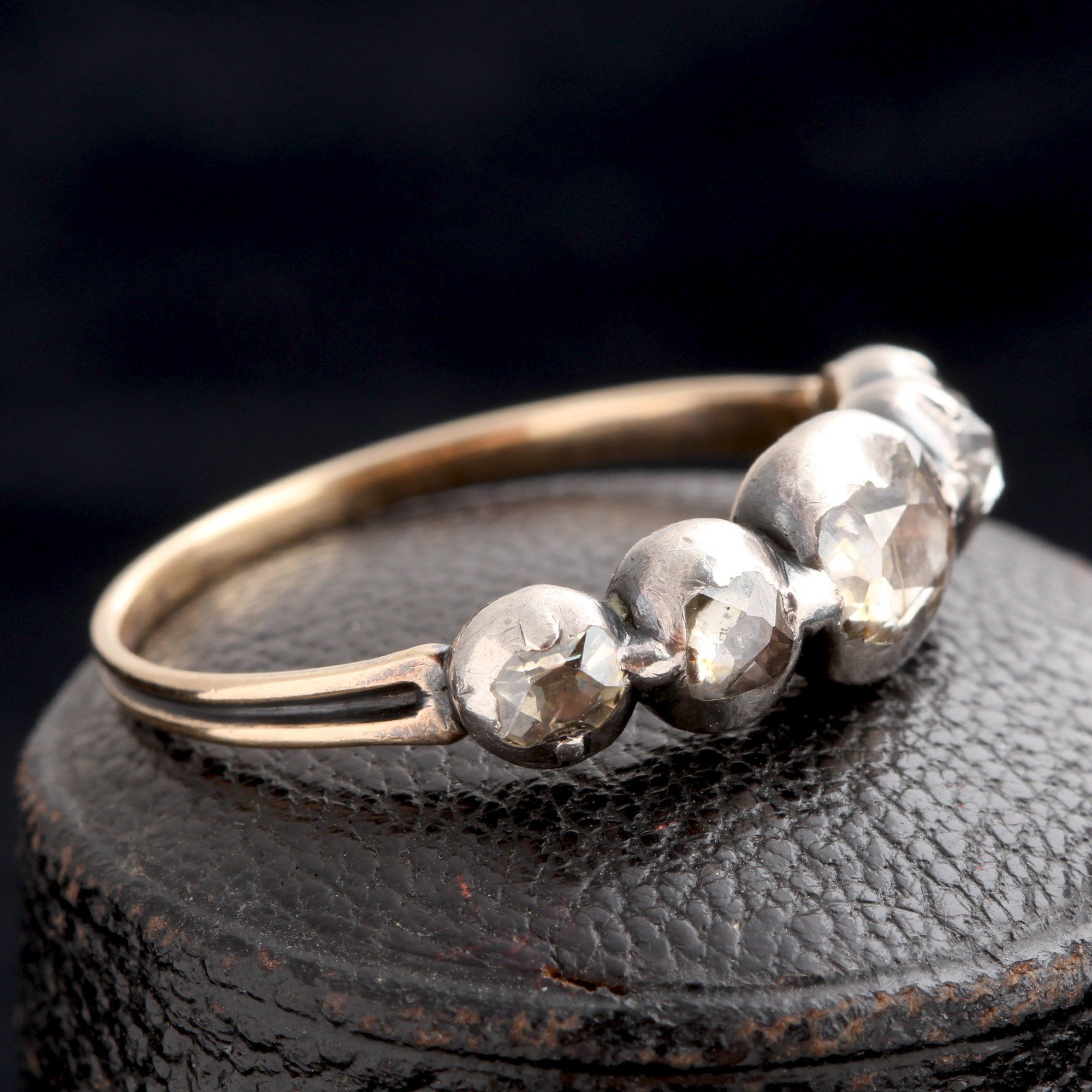 Georgian Old Mine Cut Diamond Half Hoop