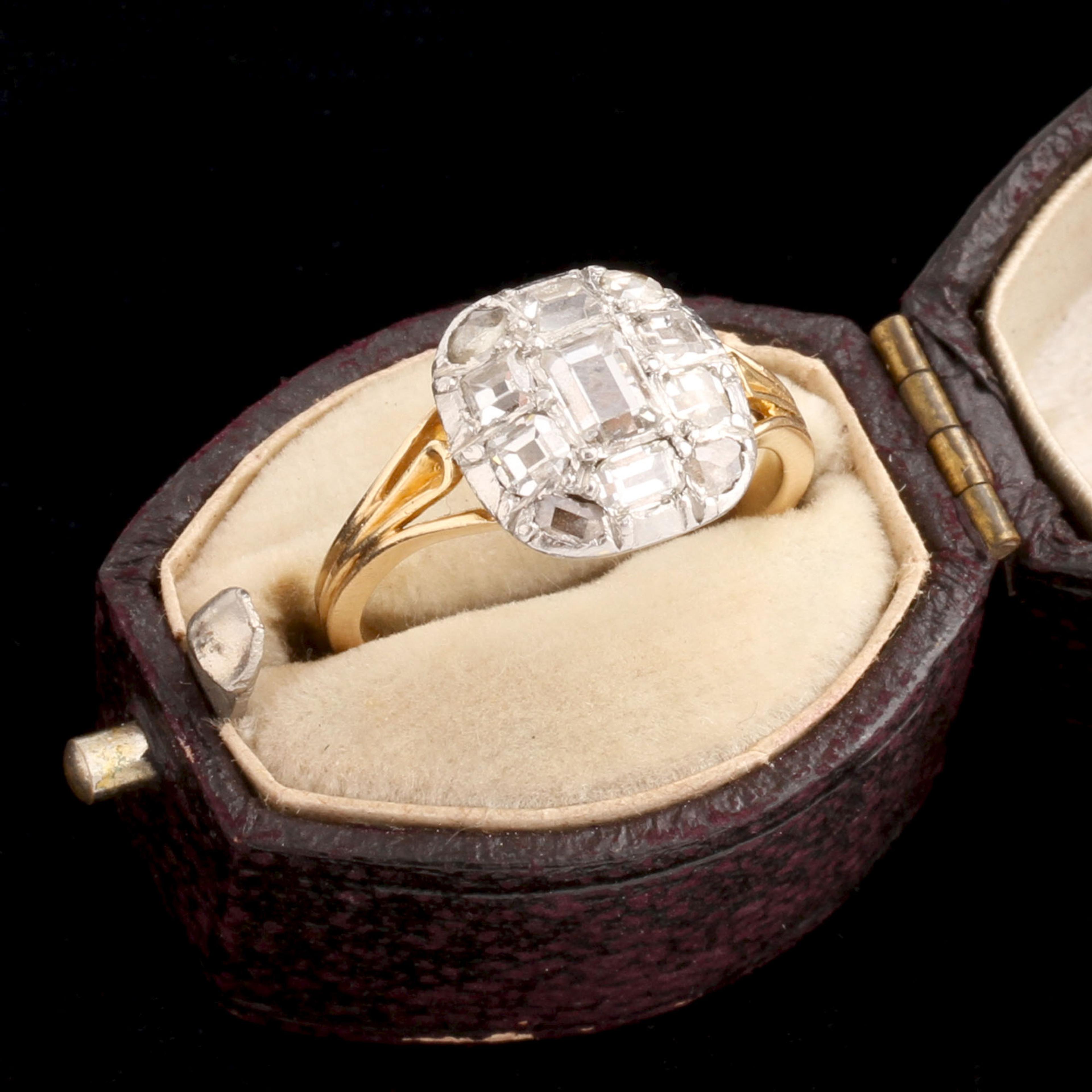 Georgian Table Cut Diamond Cluster Ring