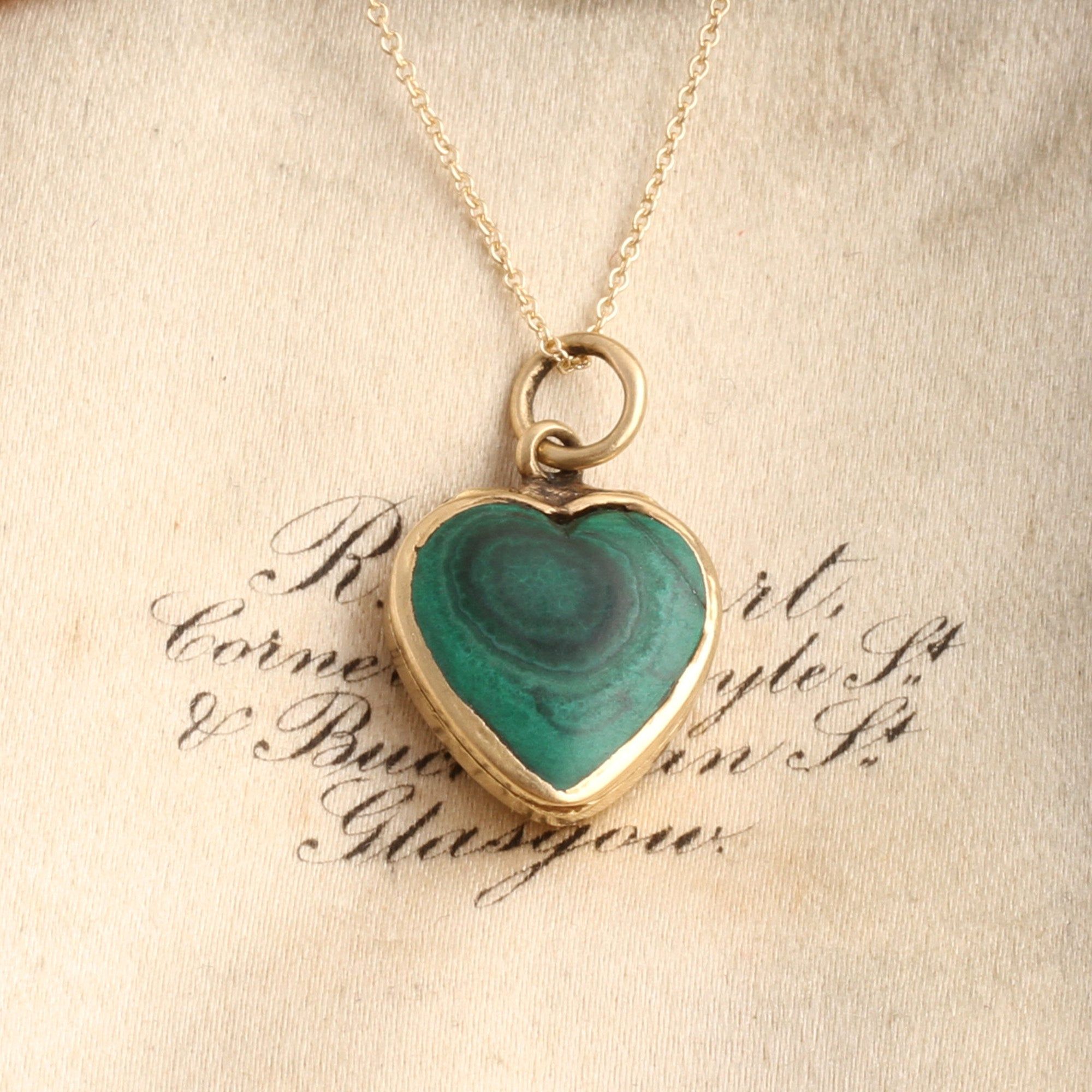 Victorian Malachite Heart Locket