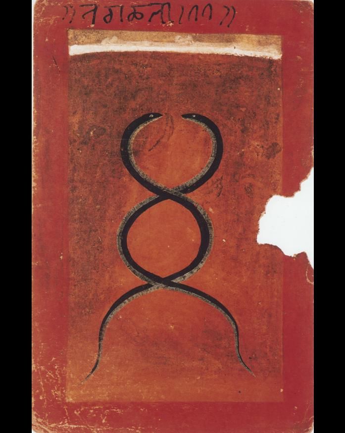 A pair of intertwined serpents in the form of a yantra, or sacred diagram, representing (among other things) the male and the female. Probably from the Tantric tradition, 18th century Punjab, India.