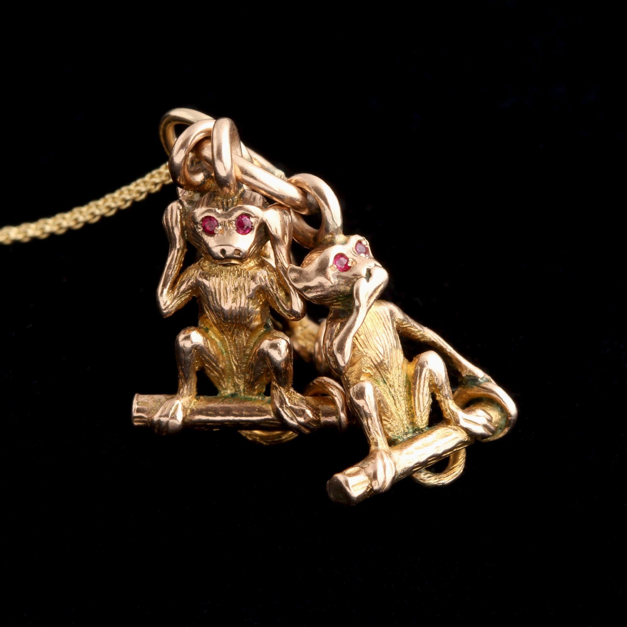 Edwardian See, Hear & Speak No Evil Necklace