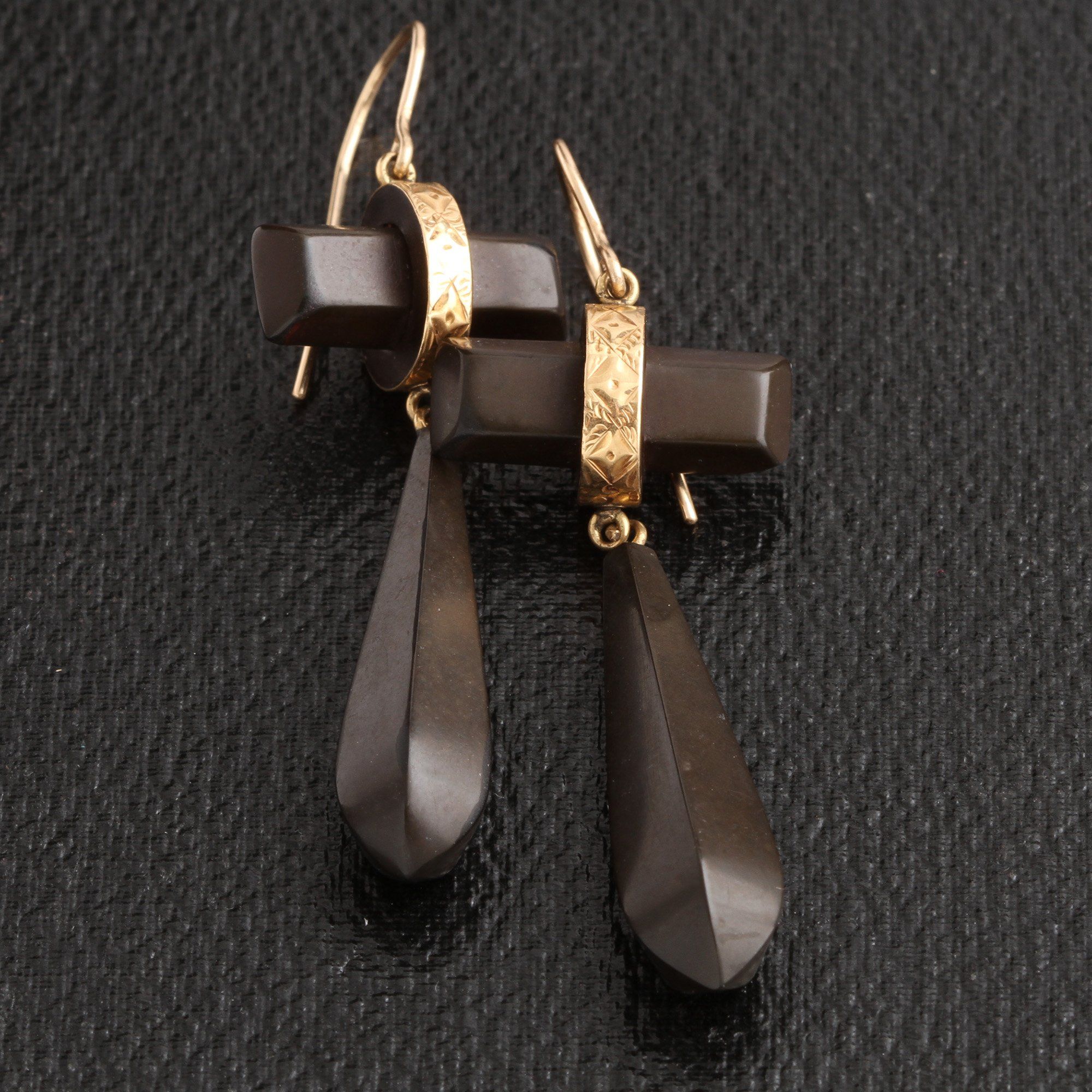 Victorian Gutta Percha Torpedo Earrings