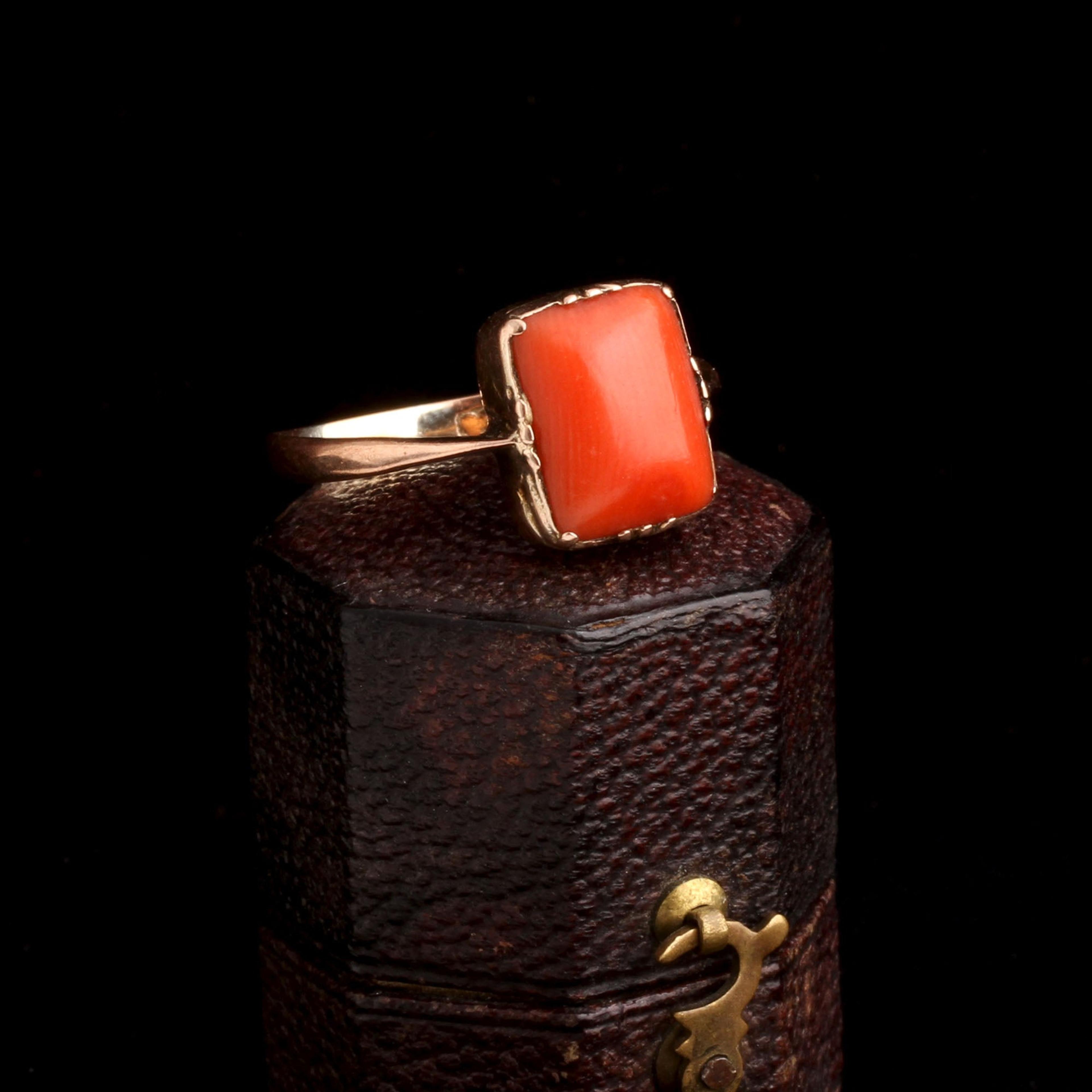 Detail of Victorian Coral Ring