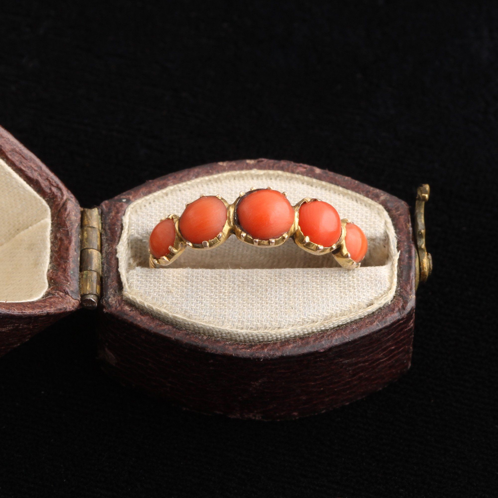Georgian Five Stone Coral Ring