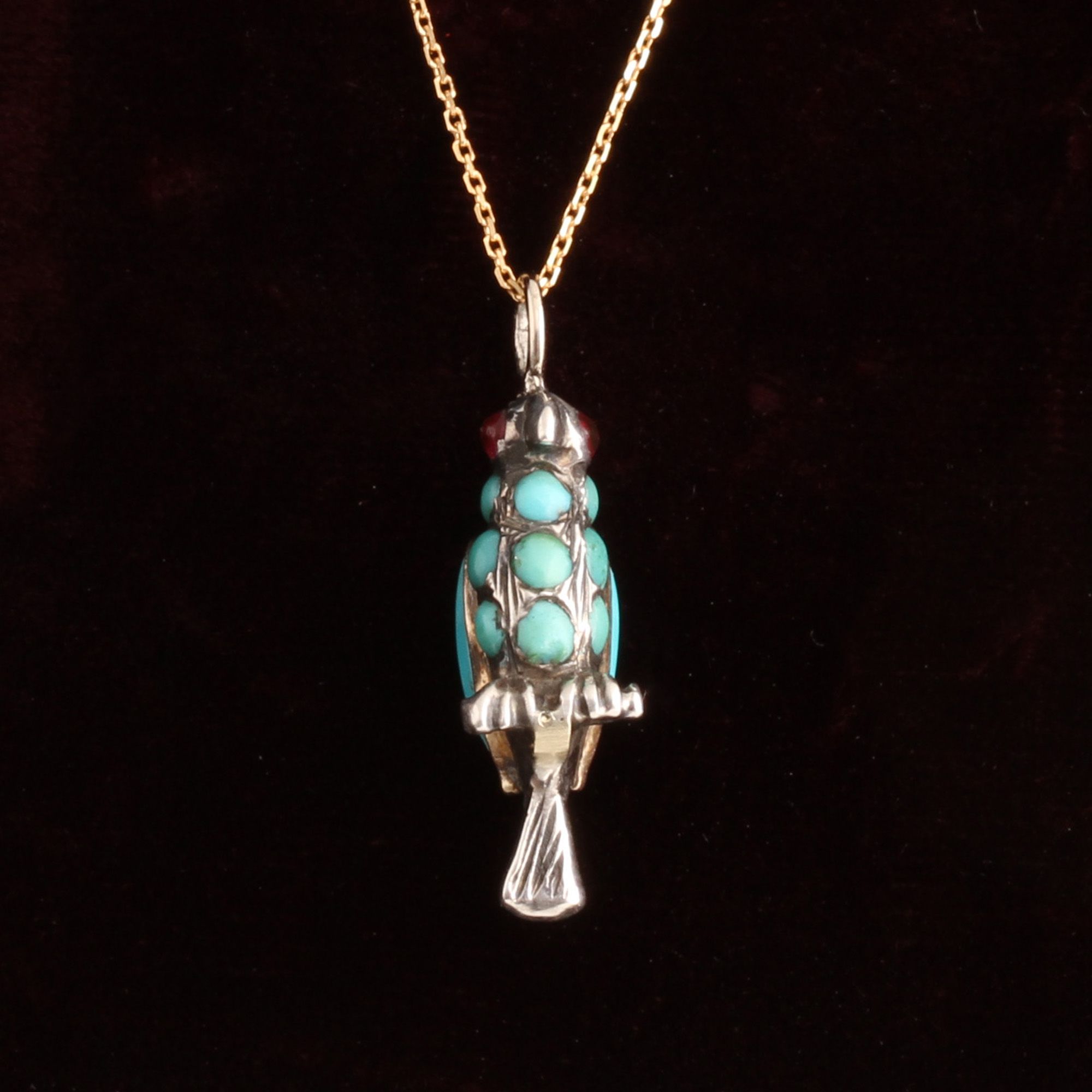 Victorian Turquoise Parrot Necklace