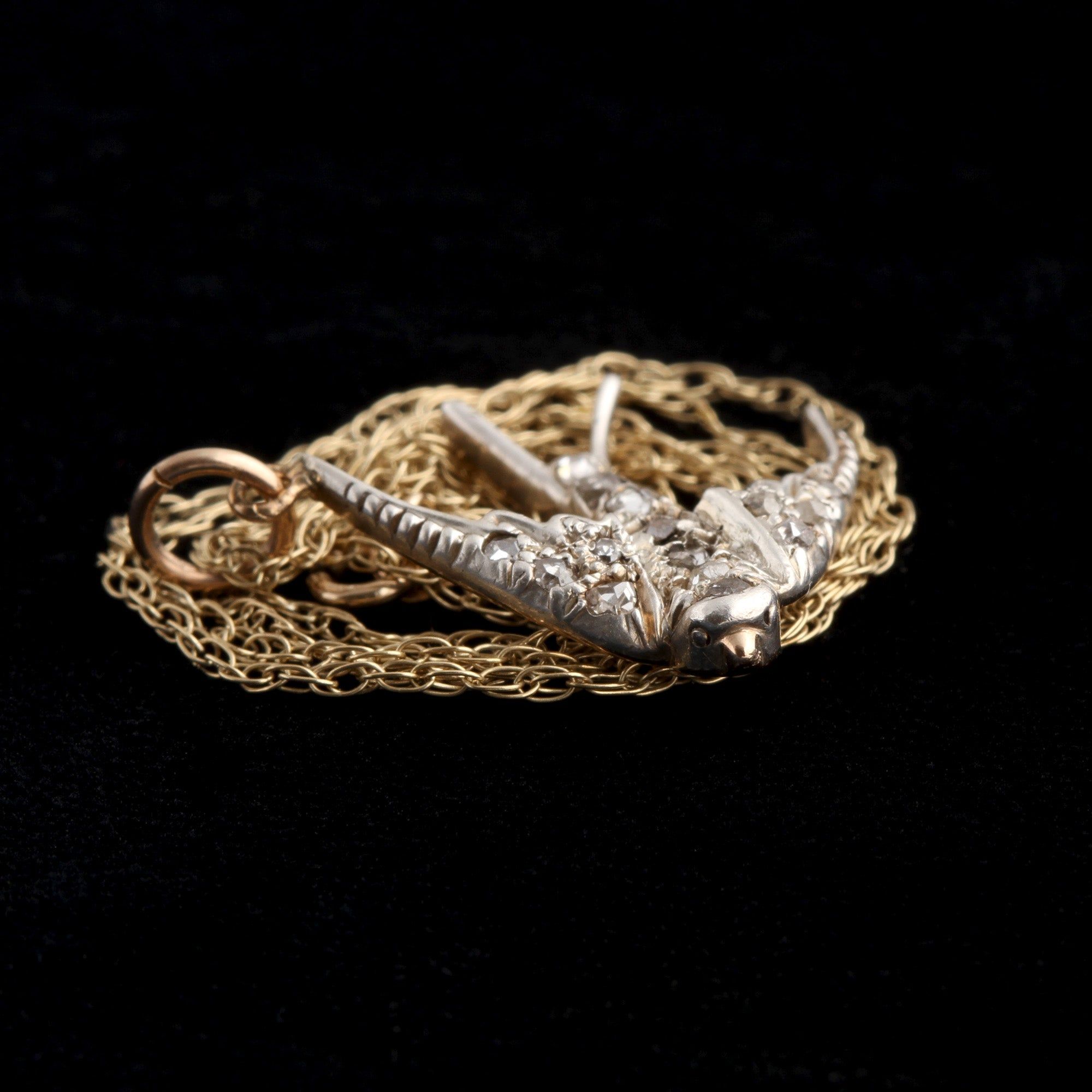 Detail of Victorian Diamond Bird Necklace