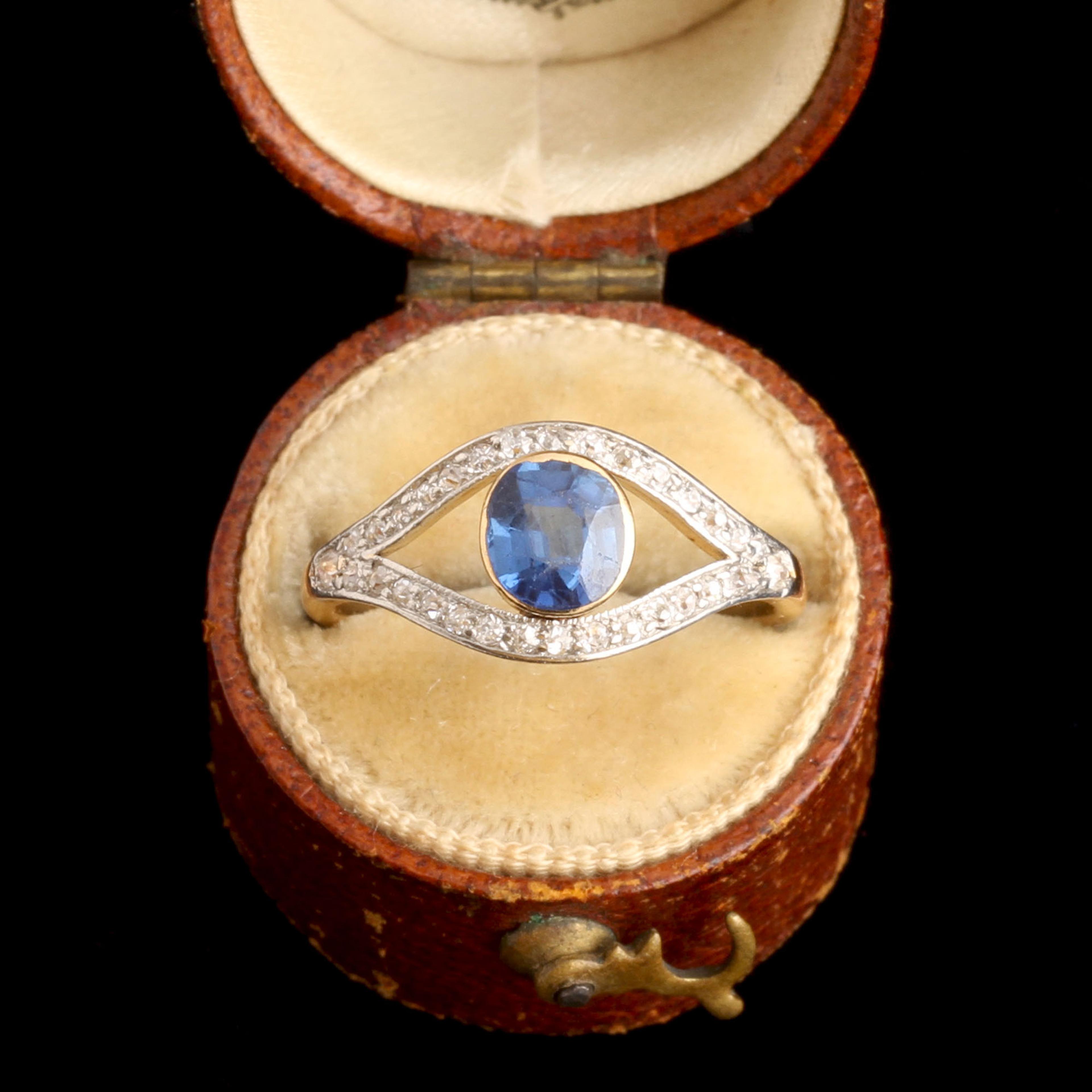 Edwardian Diamond & Sapphire Eye Ring