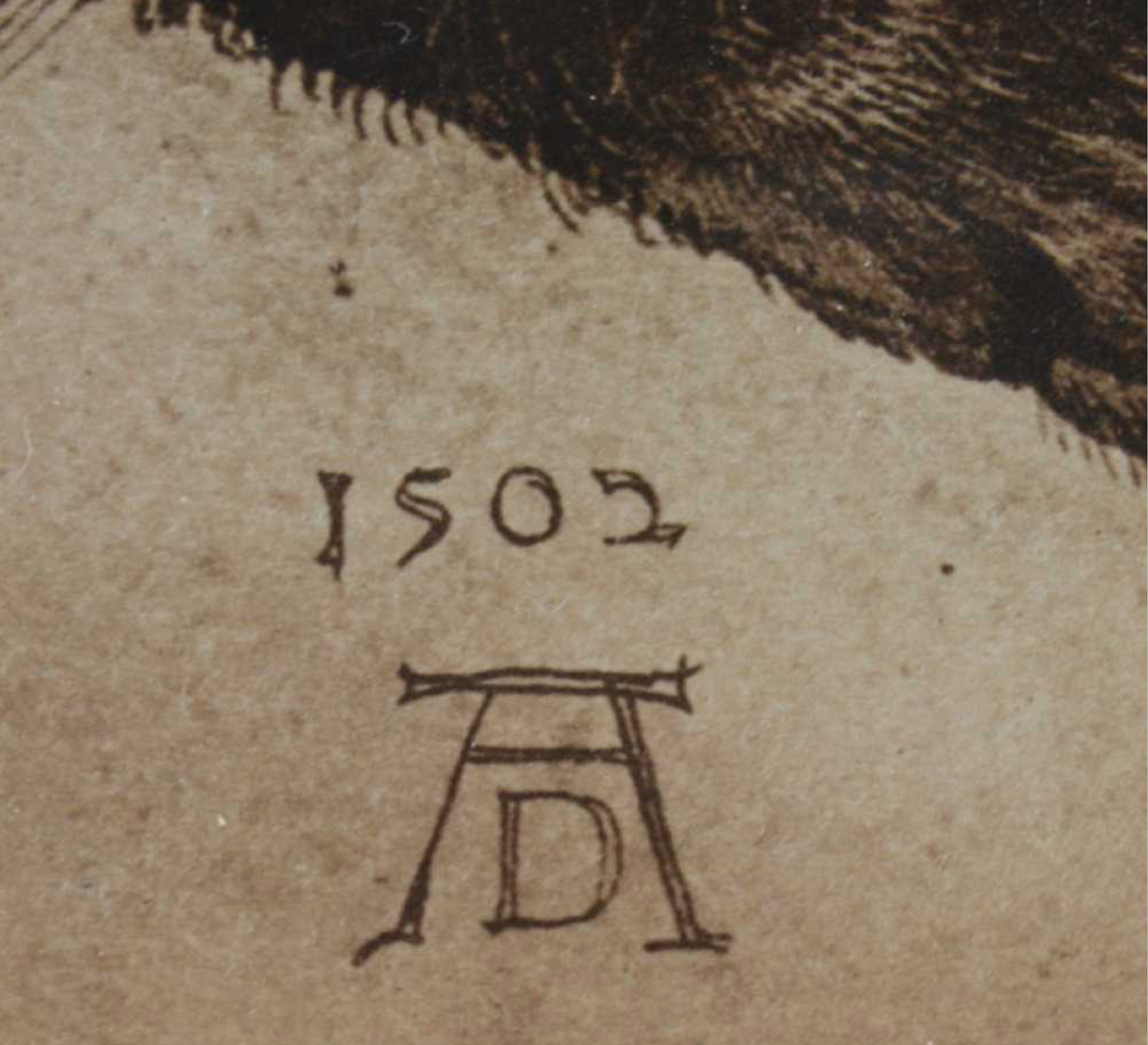 Possibly the most famous craftsman monogram is this by printer maker Albrecht Dürer, which he began to use in 1497. Detail from lot of two prints by Albrecht Dürer, Cobbs Auctioneers.