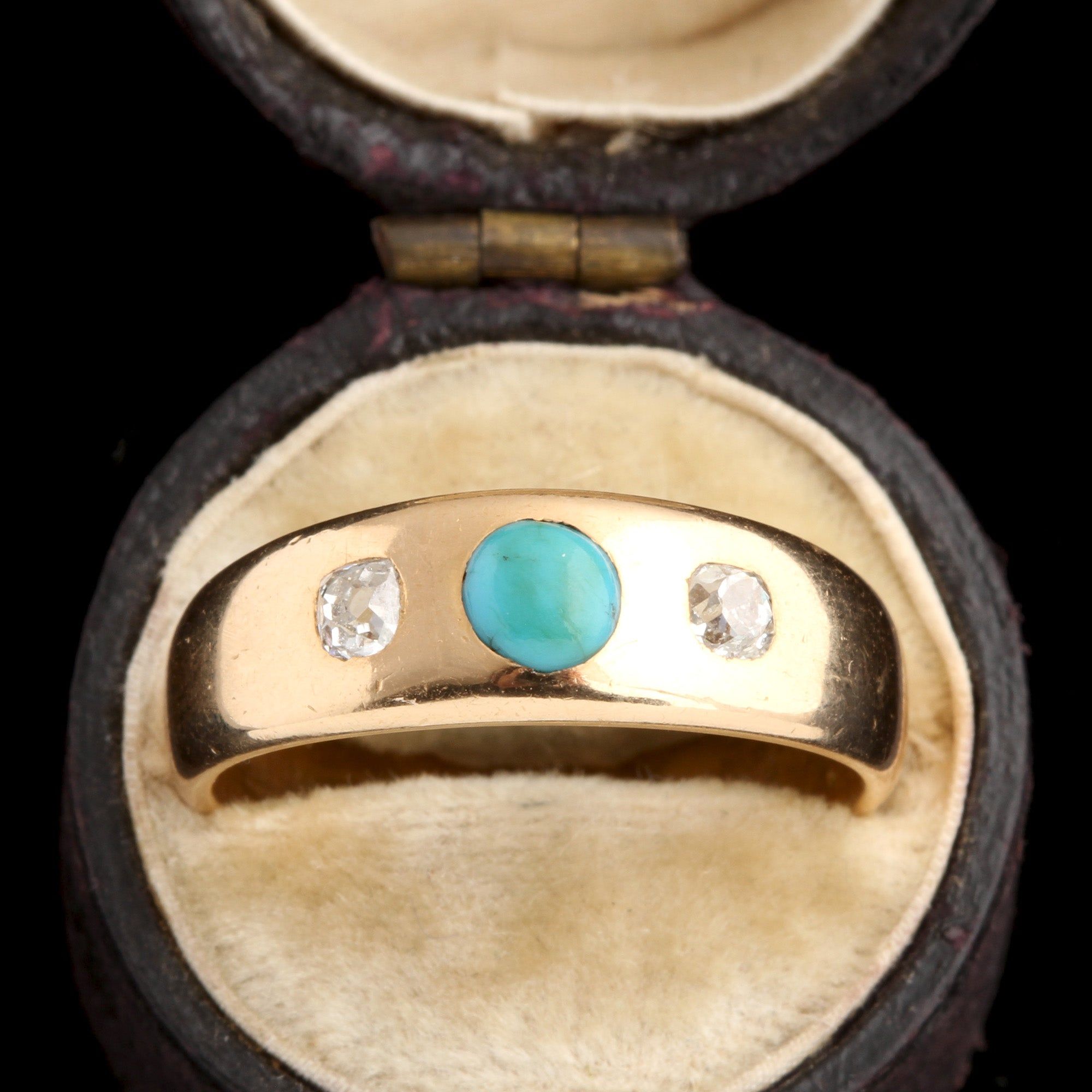 Victorian Diamond & Turquoise Three Stone Ring
