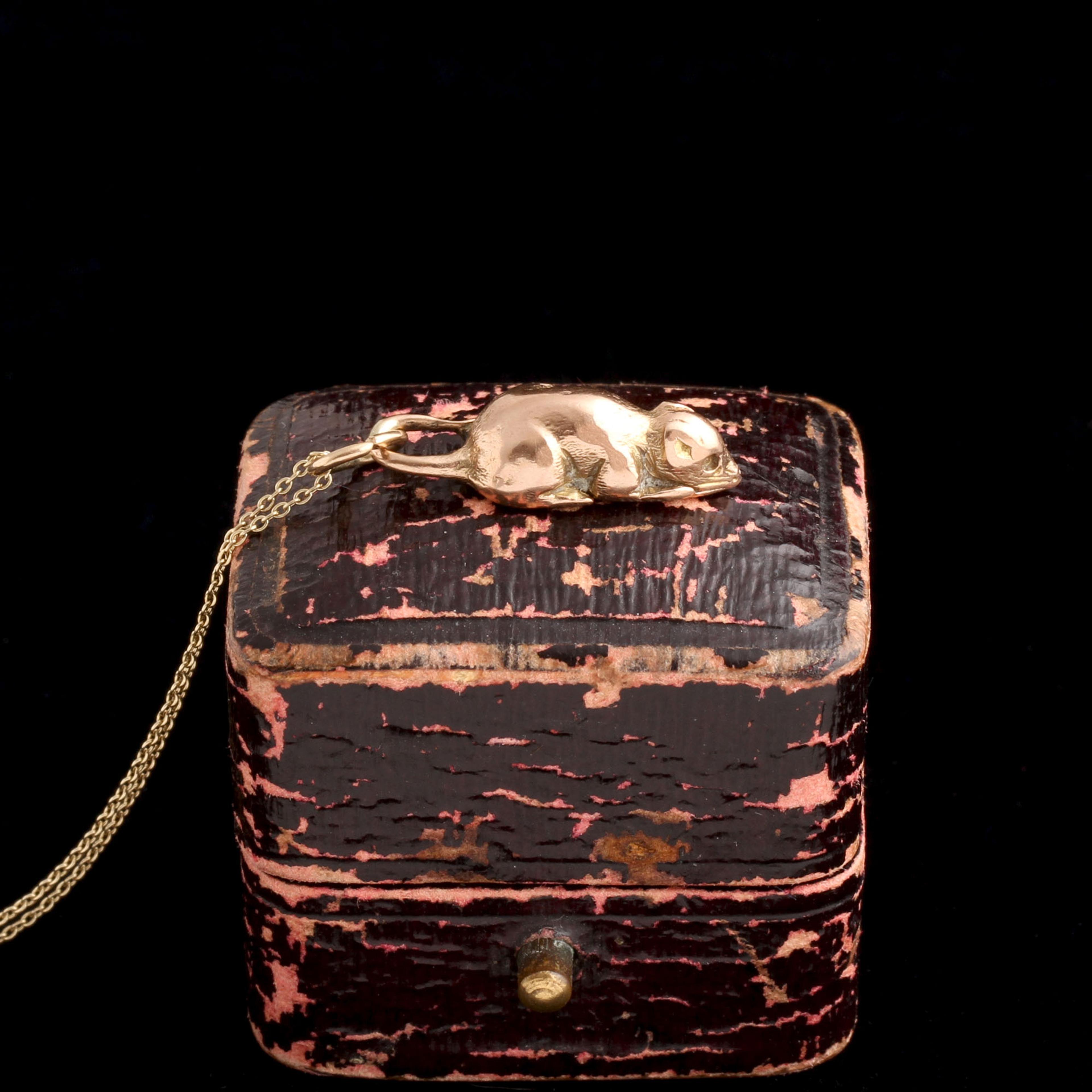 Victorian Golden Mouse Necklace