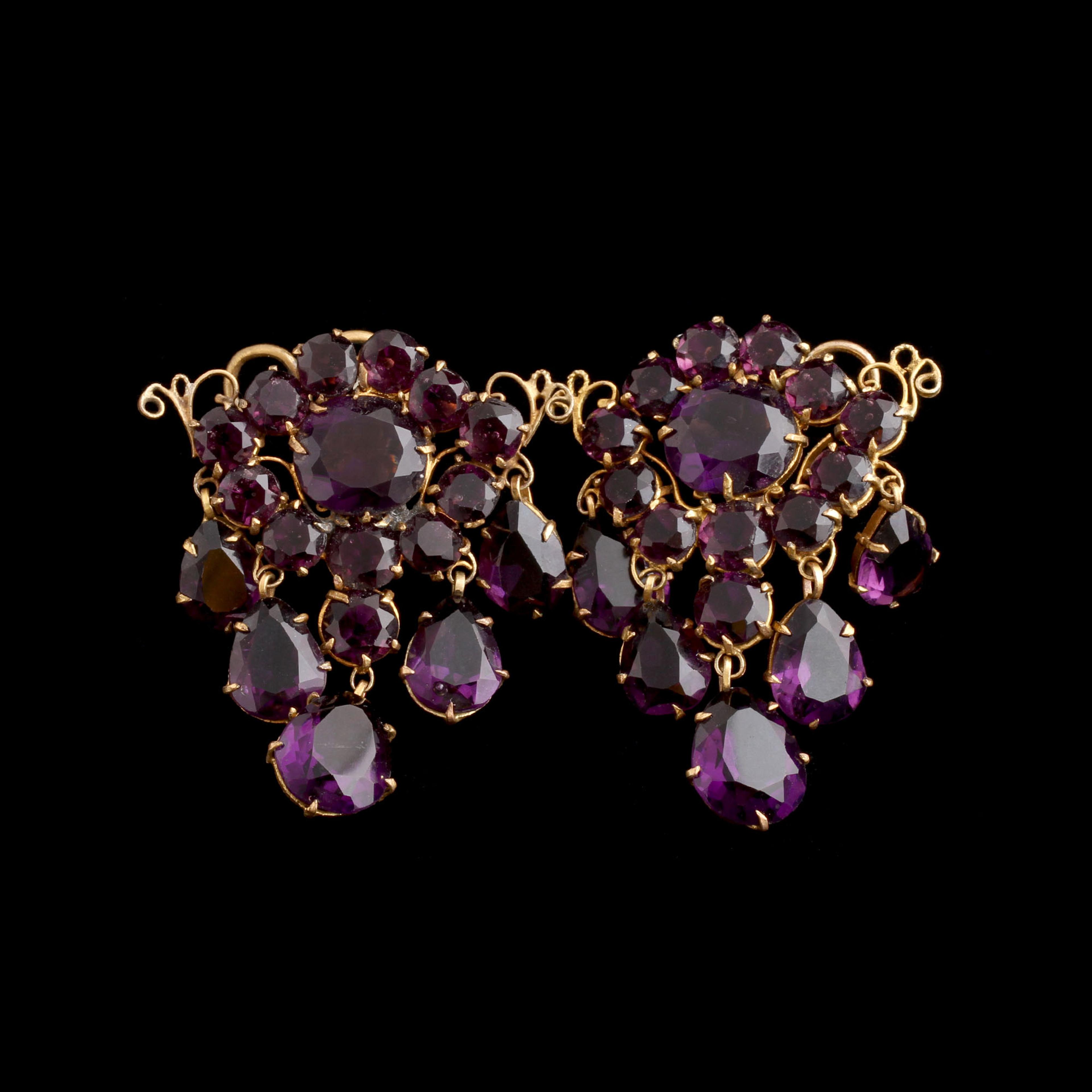 Georgian "Amethyst" Paste Girandole Earrings