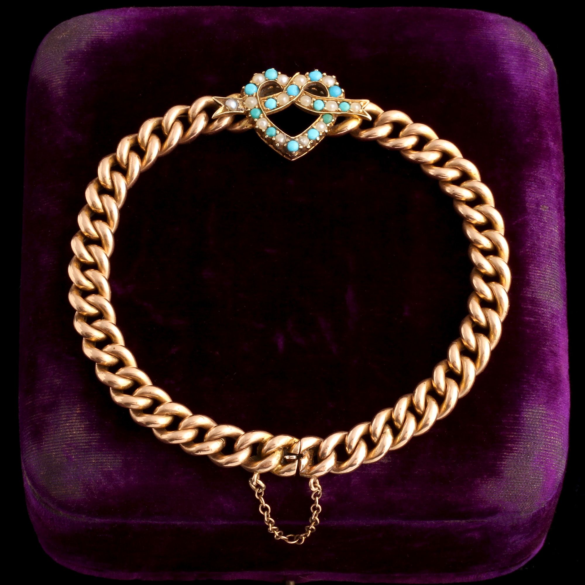 Victorian Turquoise & Pearl Love Knot Bracelet