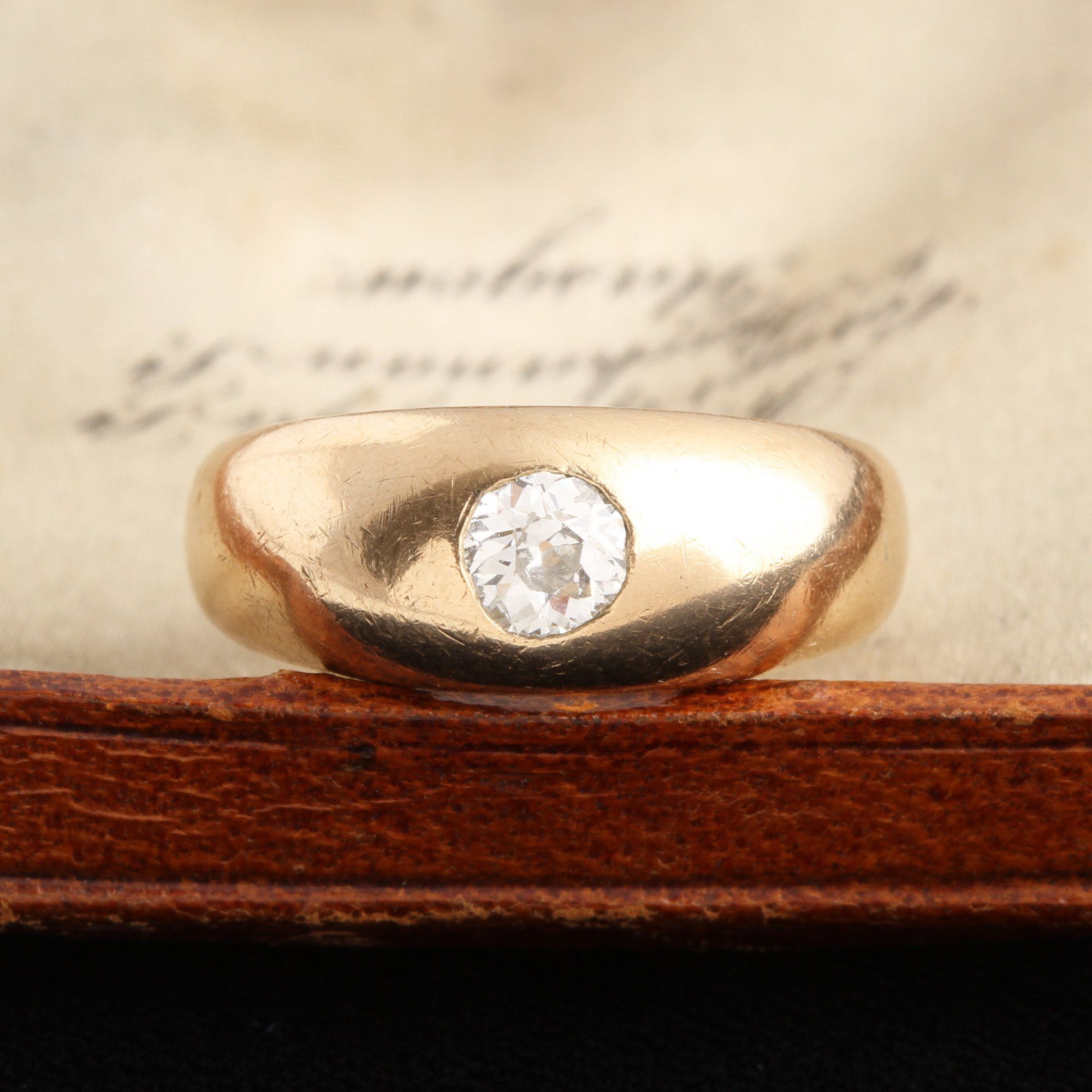 Victorian Burnished Old Mine Cut Diamond Solitaire