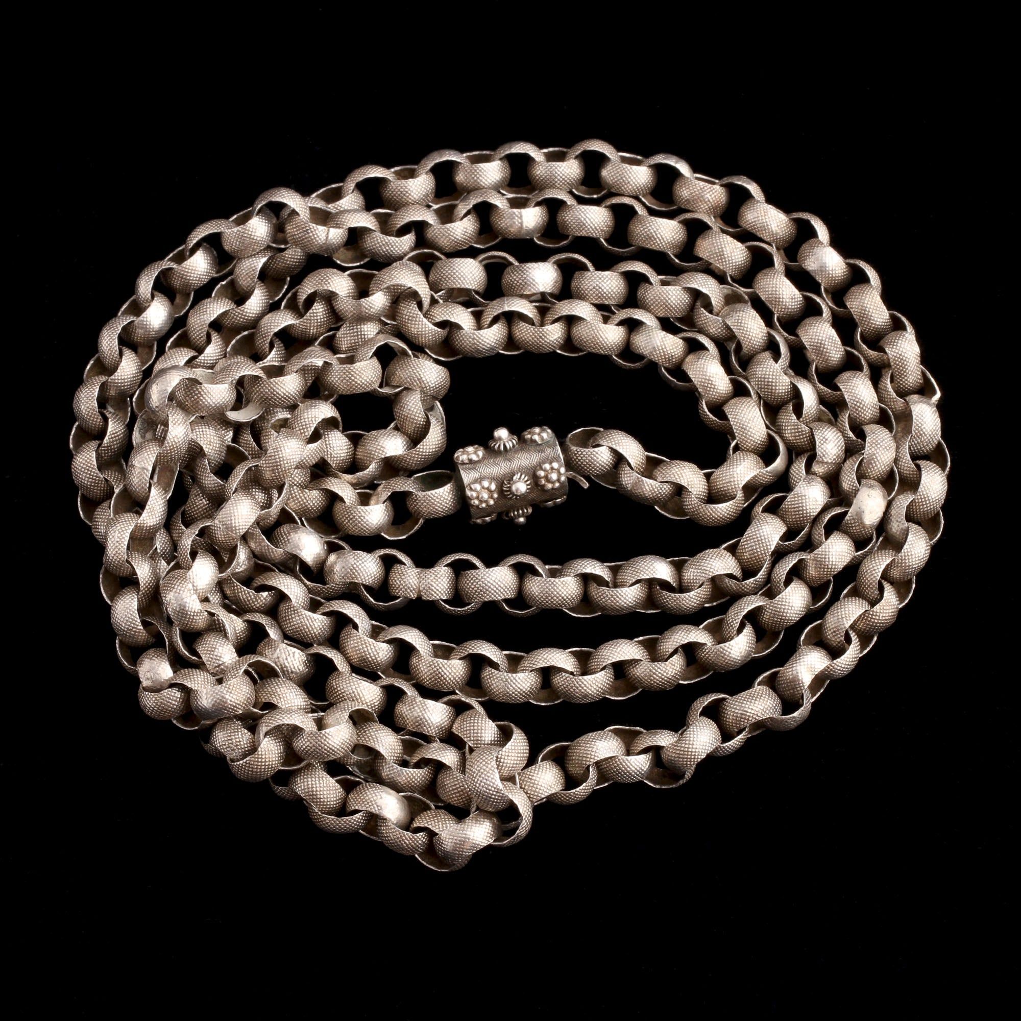 Georgian Long Chain Necklace Sautoir Muff Guard Chain Gold Plated English (7272)