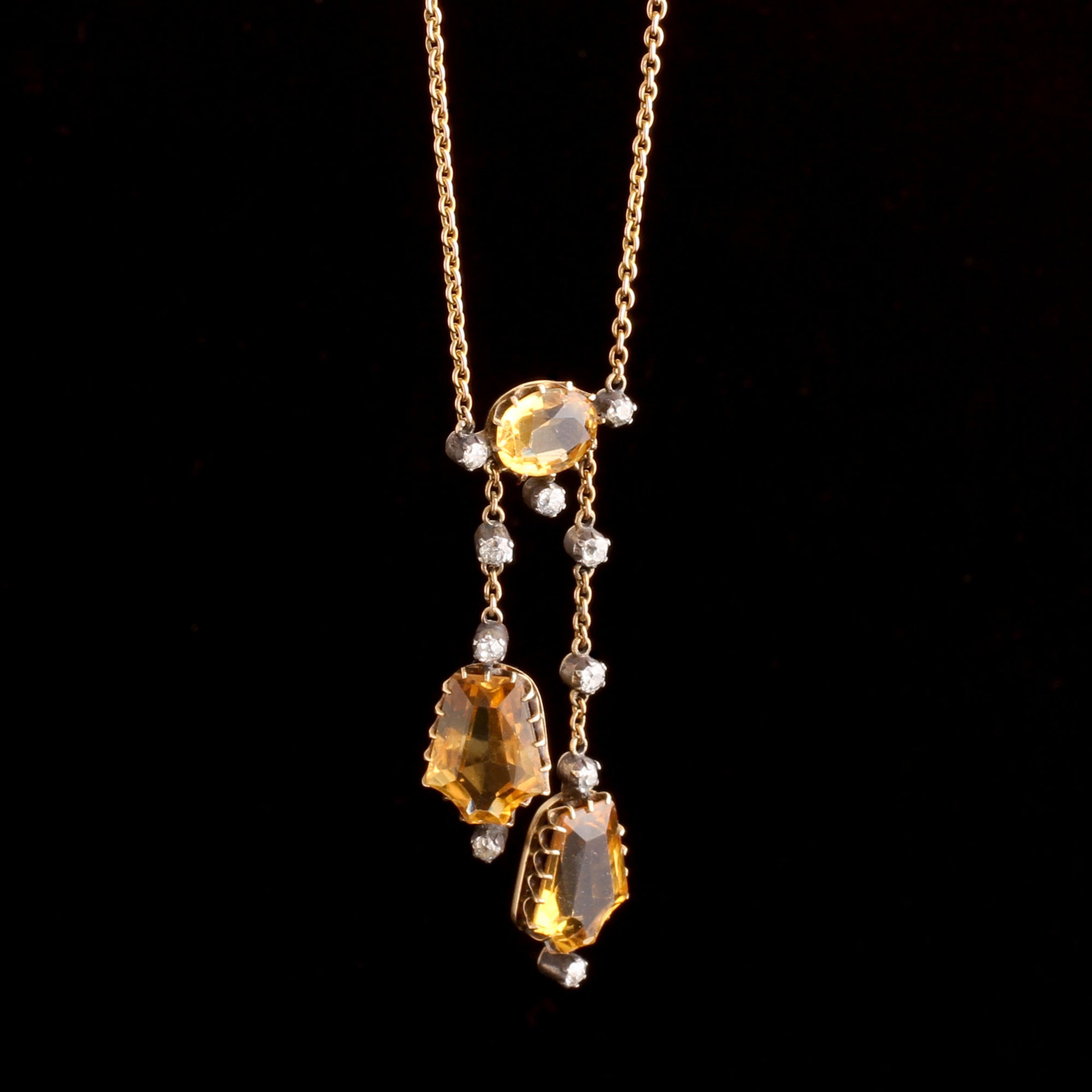 Edwardian Citrine & Diamond Negligee Necklace
