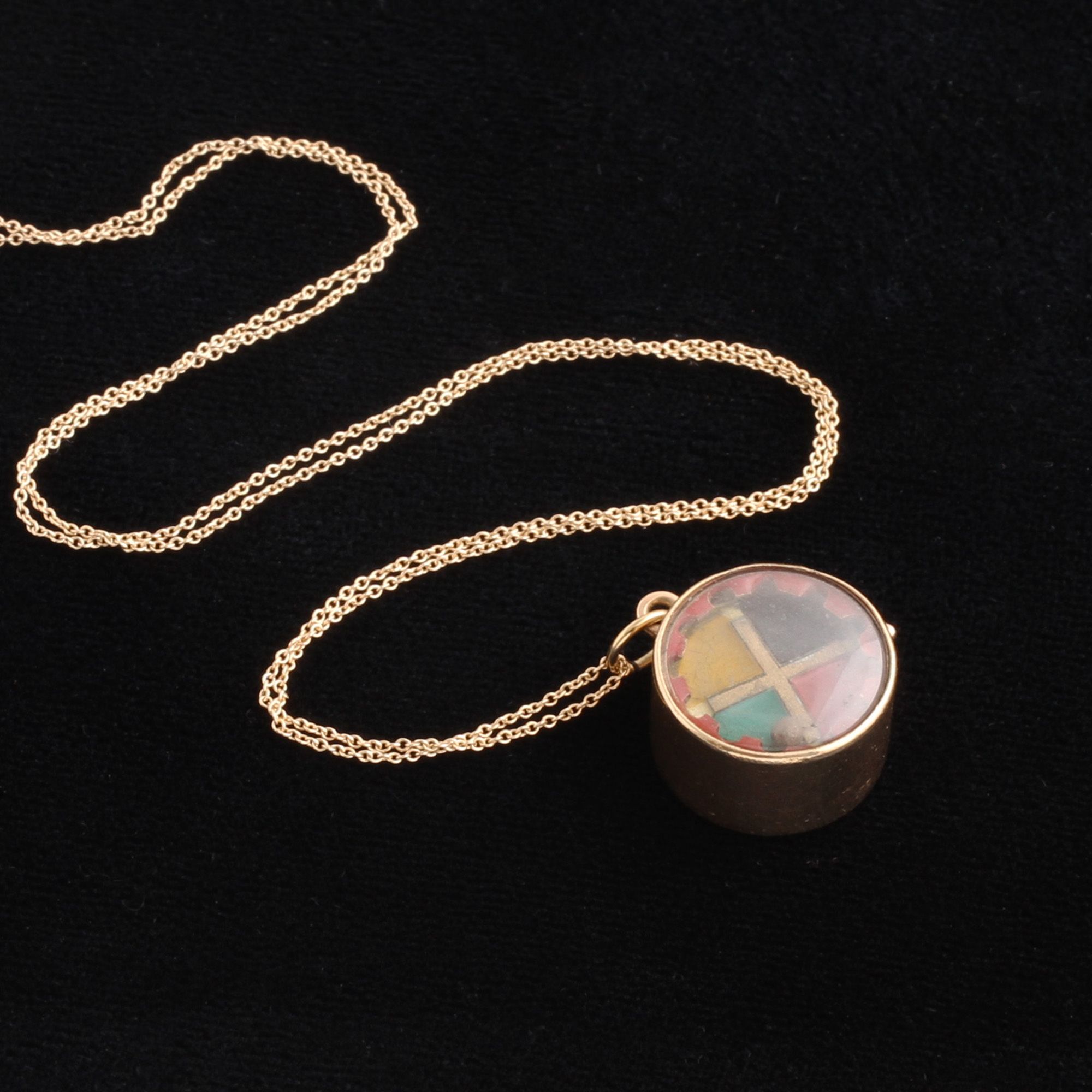 Vintage English Mechanical Gold Game Charm Necklace
