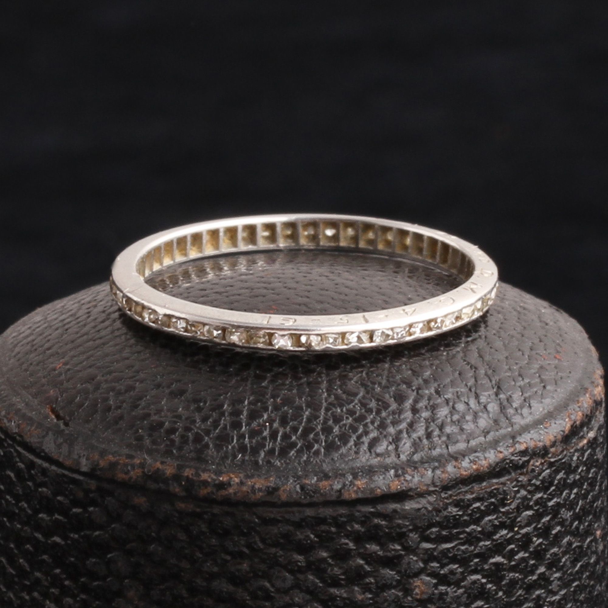 Vintage Platinum Mixed Cut Diamond Eternity Ring Size 6.5