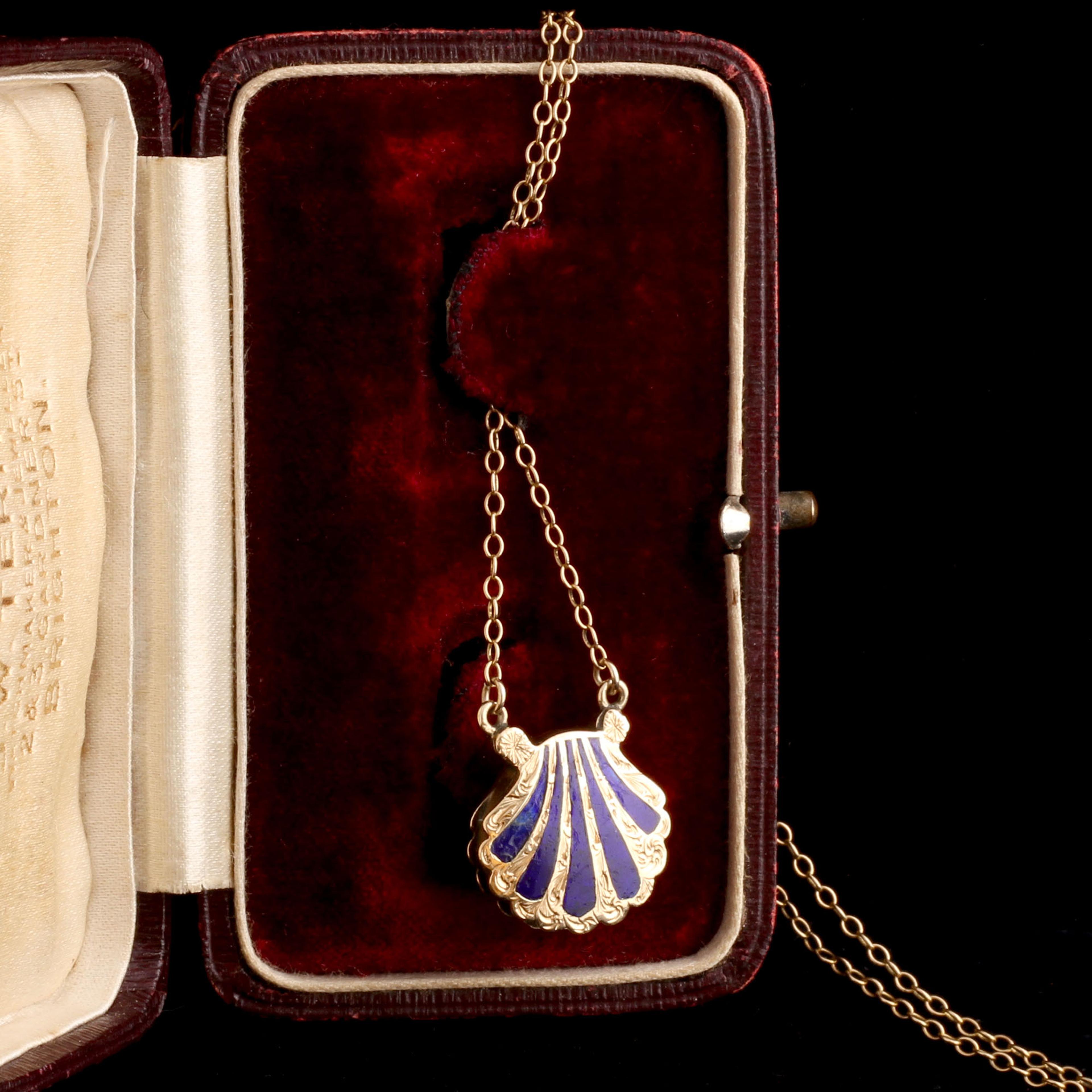 Detail of Victorian Scallop Shell Locket Necklace