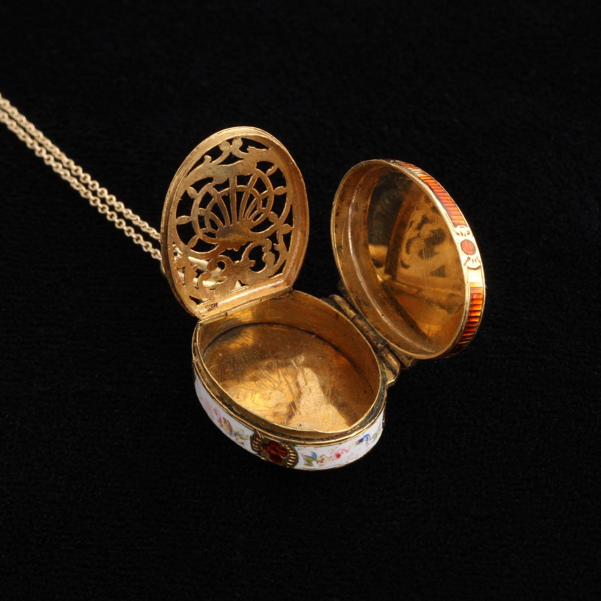 Victorian Enameled Vinaigrette Necklace