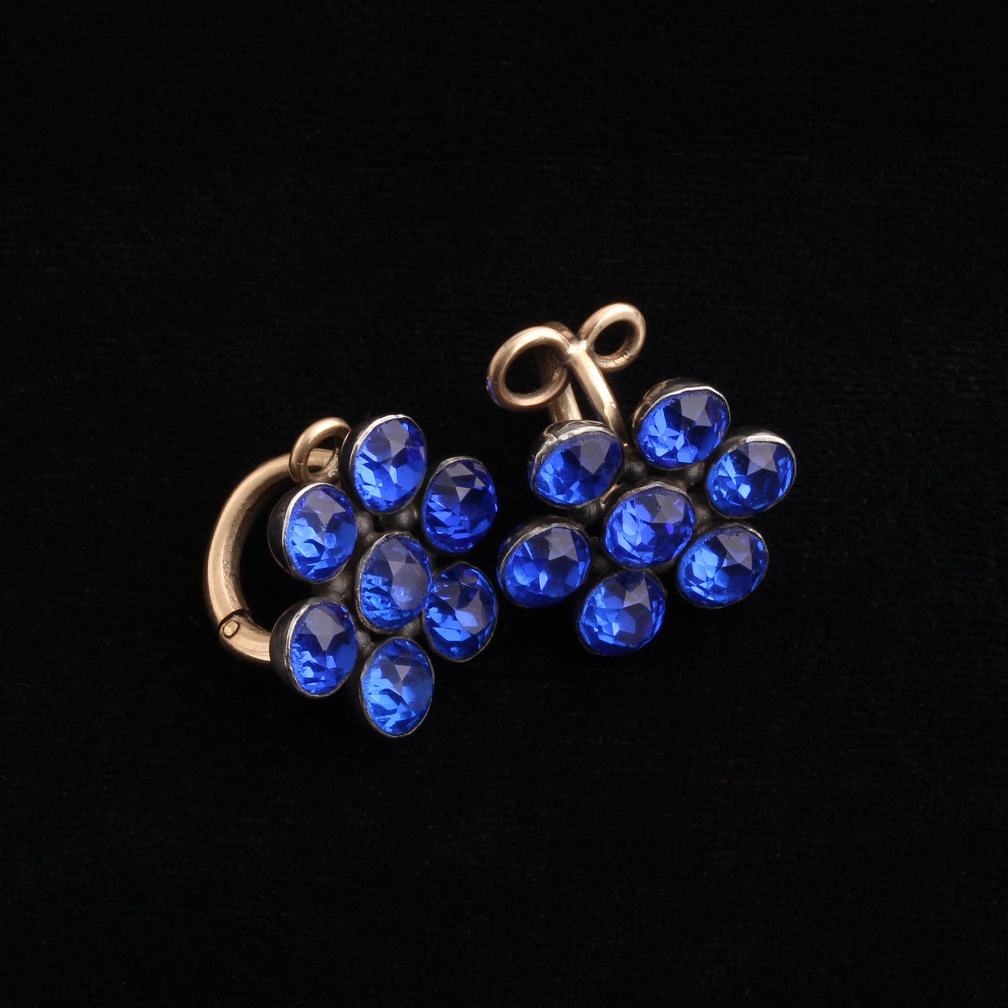 18th Century Cobalt Blue Paste Cluster Earrings