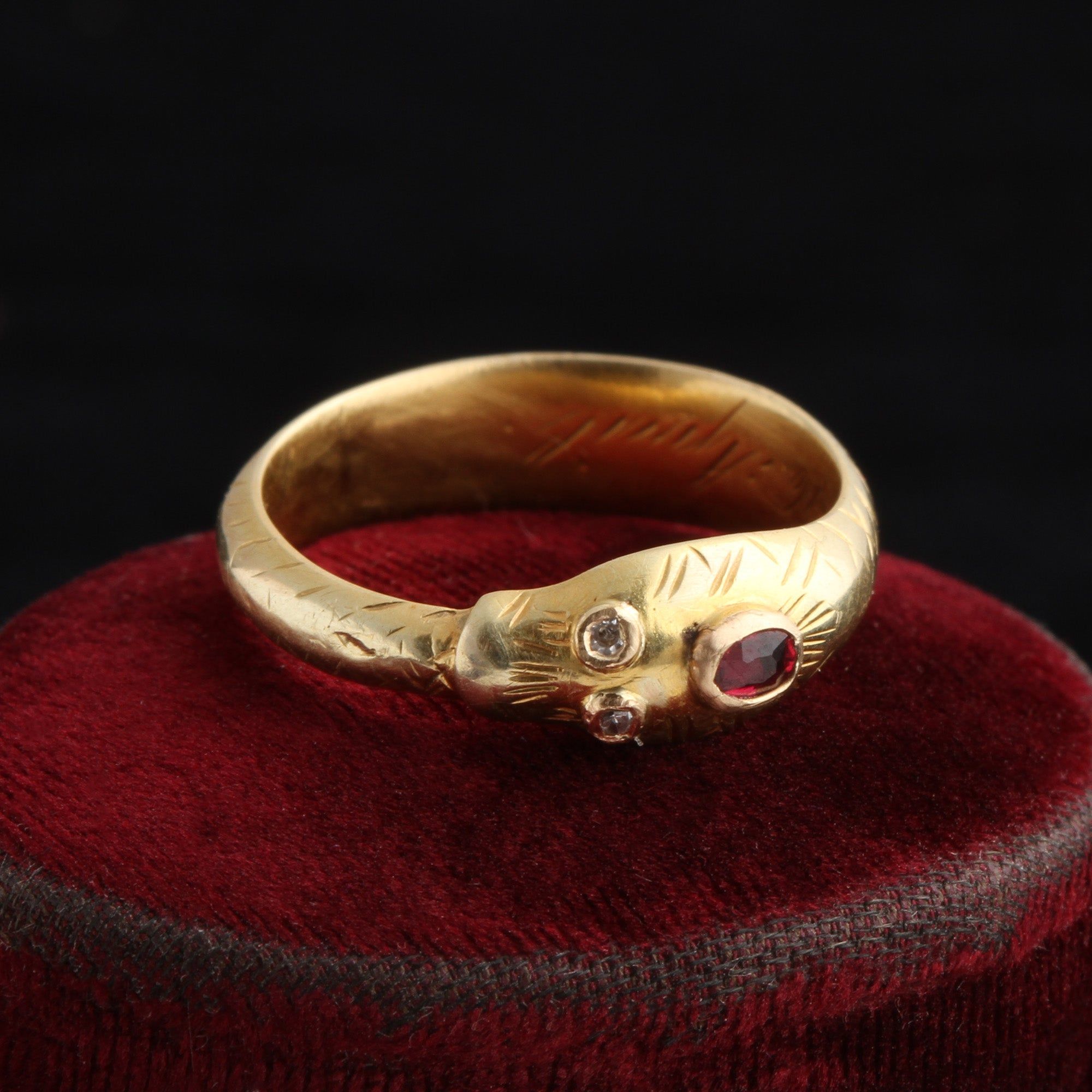 Victorian Ruby & Diamond Ouroboros Ring