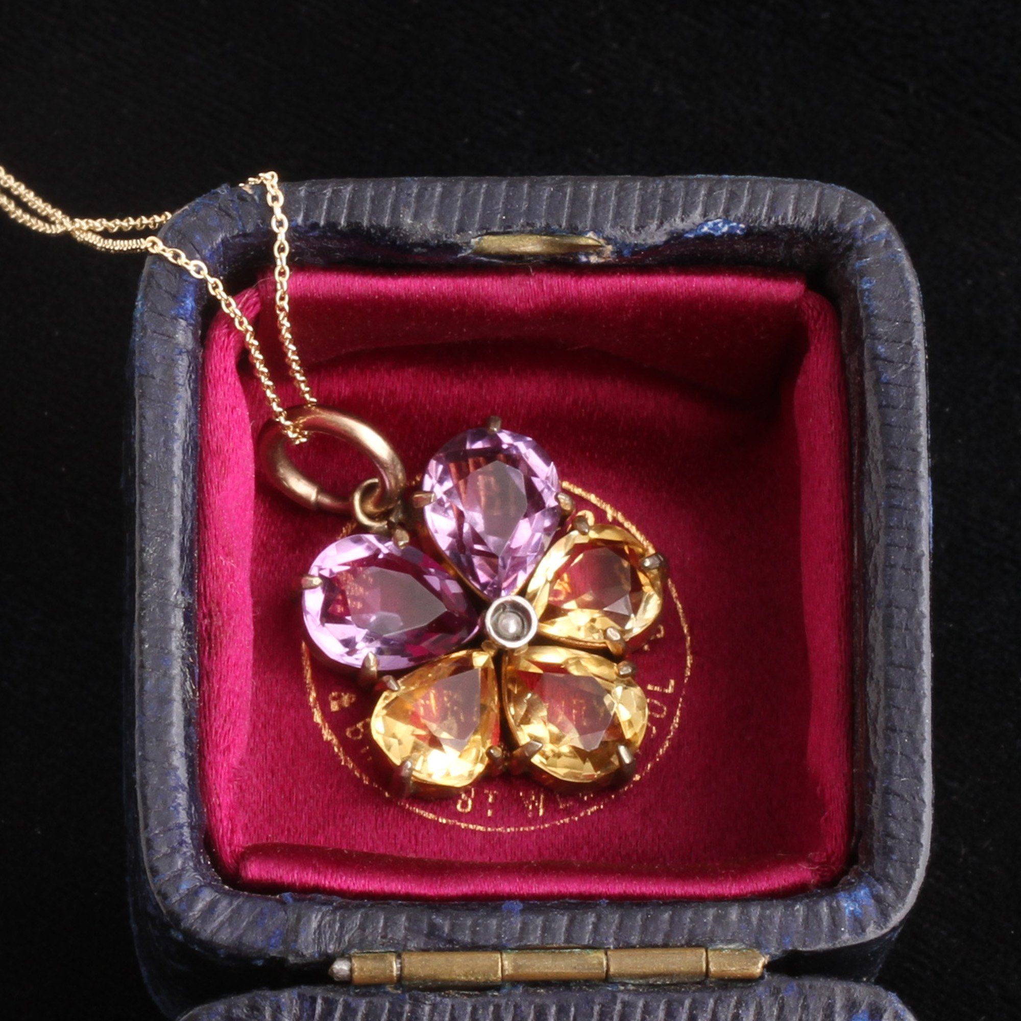 Victorian Amethyst, Citrine & Pearl Pansy Necklace