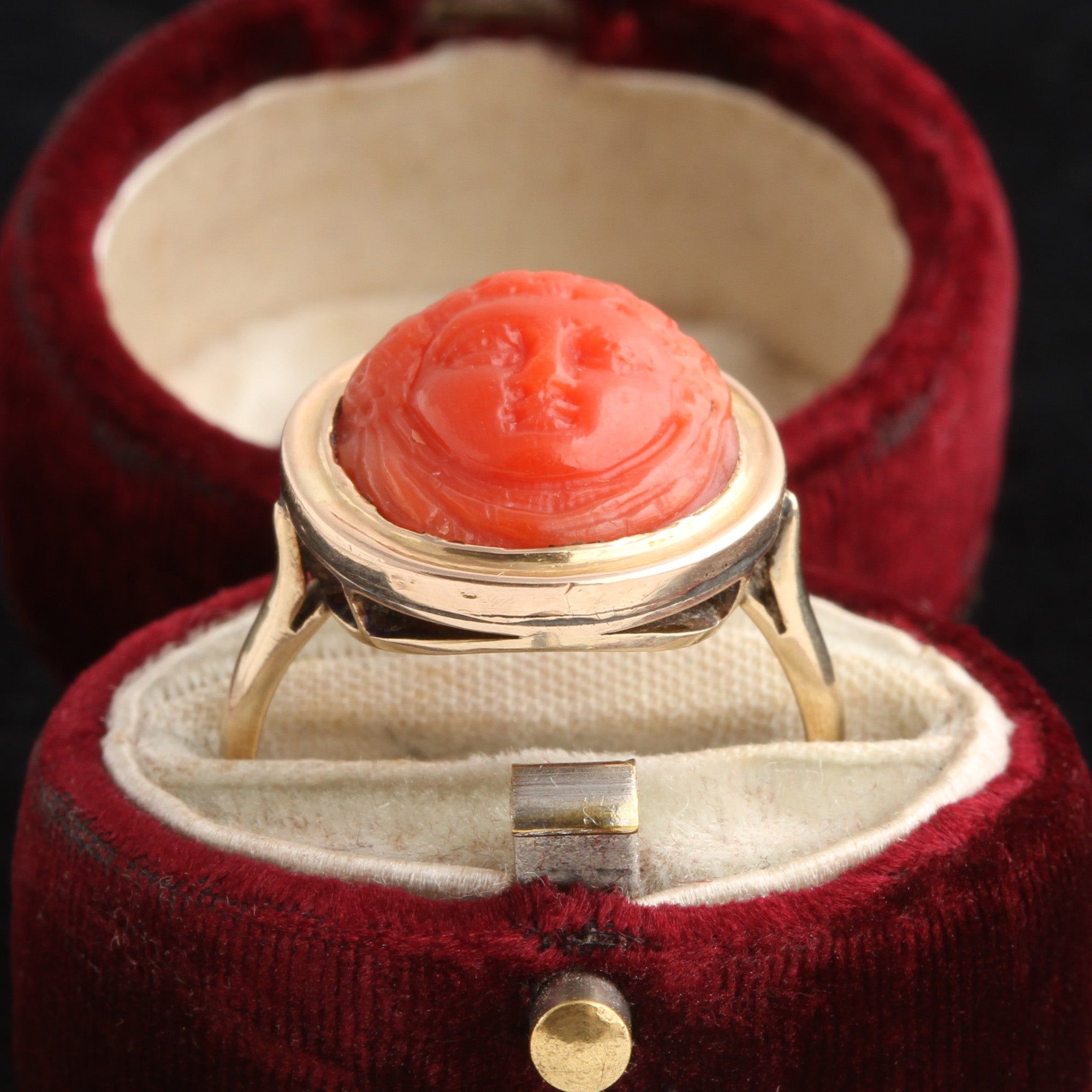 Victorian Coral Cameo Ring