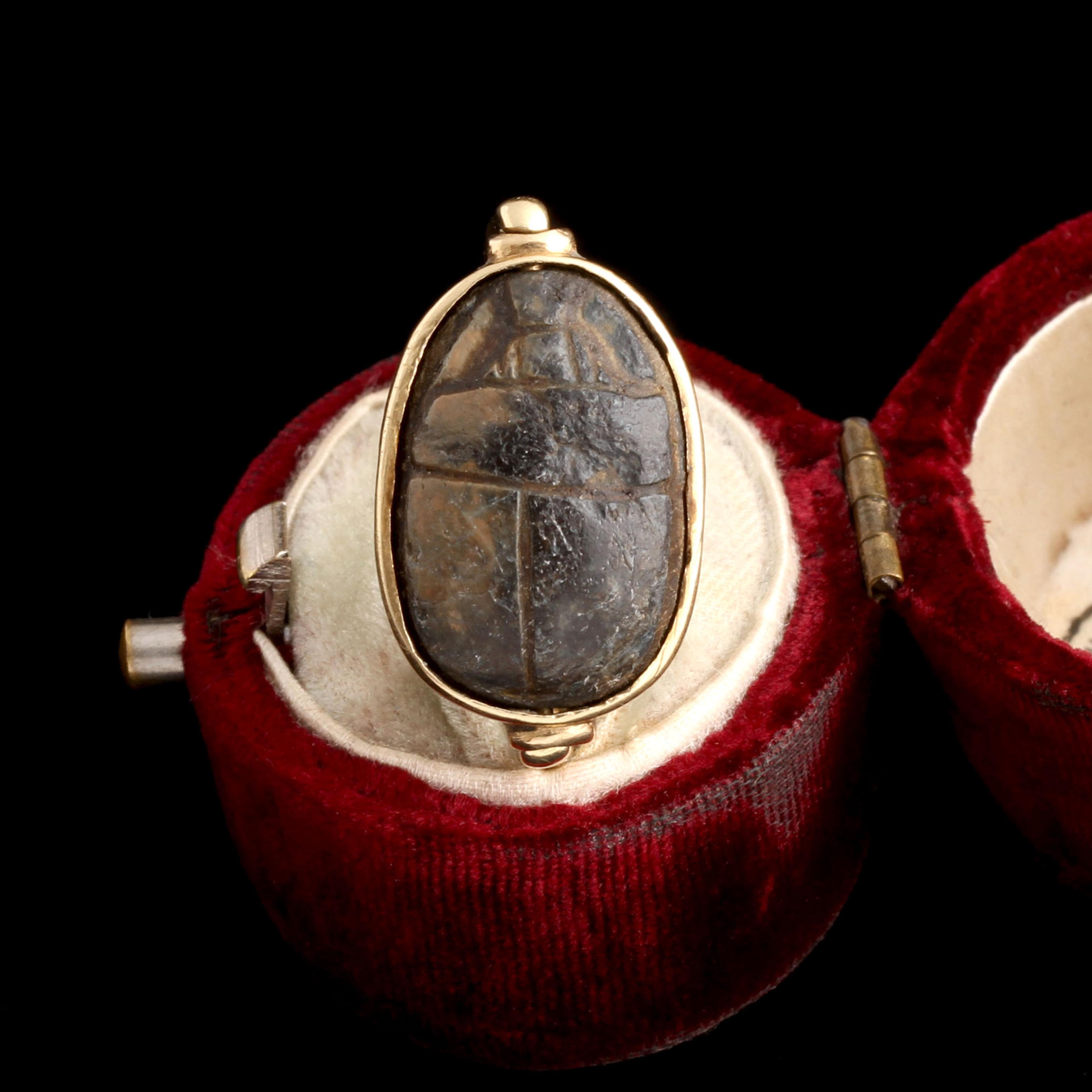 Detail of Victorian Egyptian Revival Scarab Spinner Ring