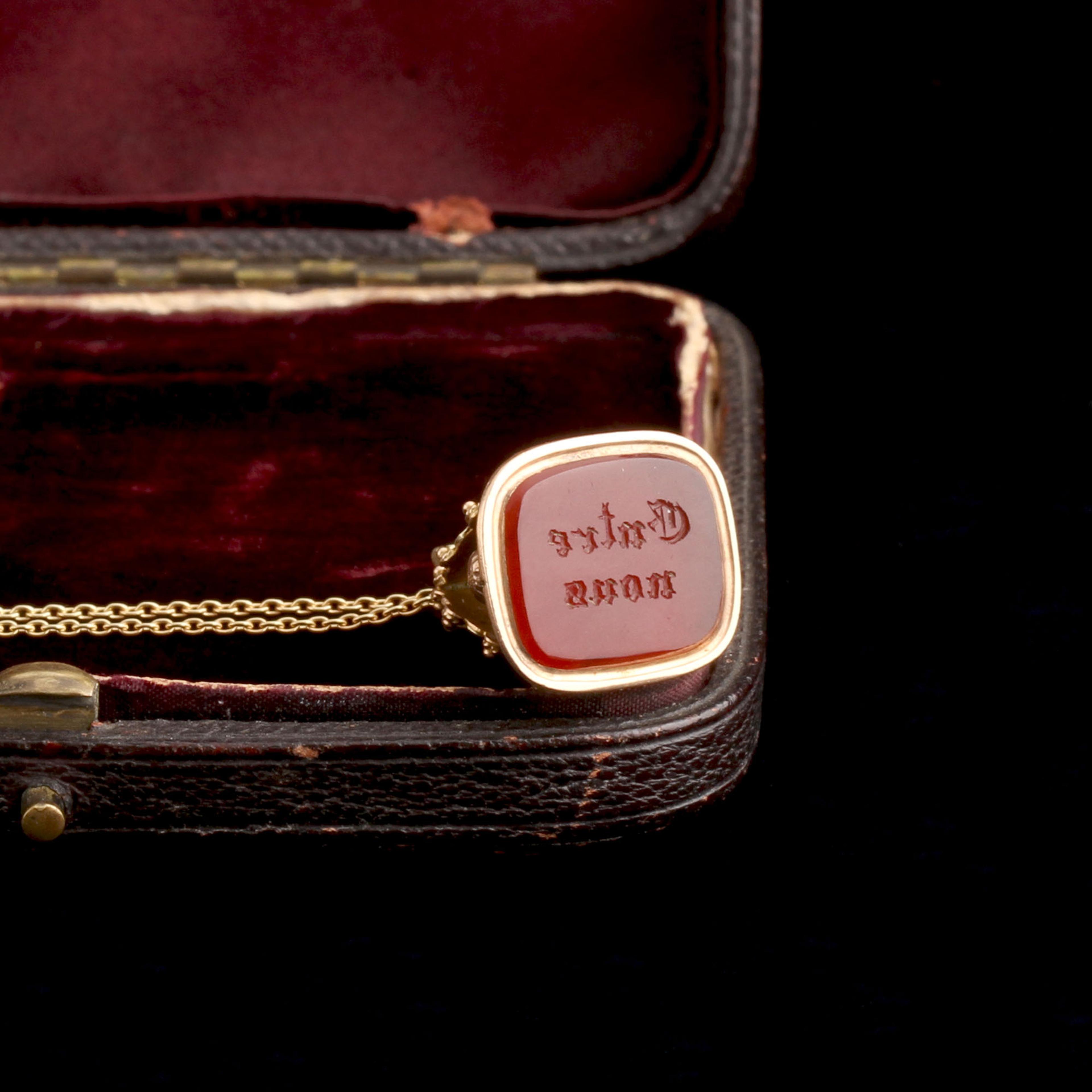 Detail of Georgian Tricolor Gold Seal "Entre nous" Necklace