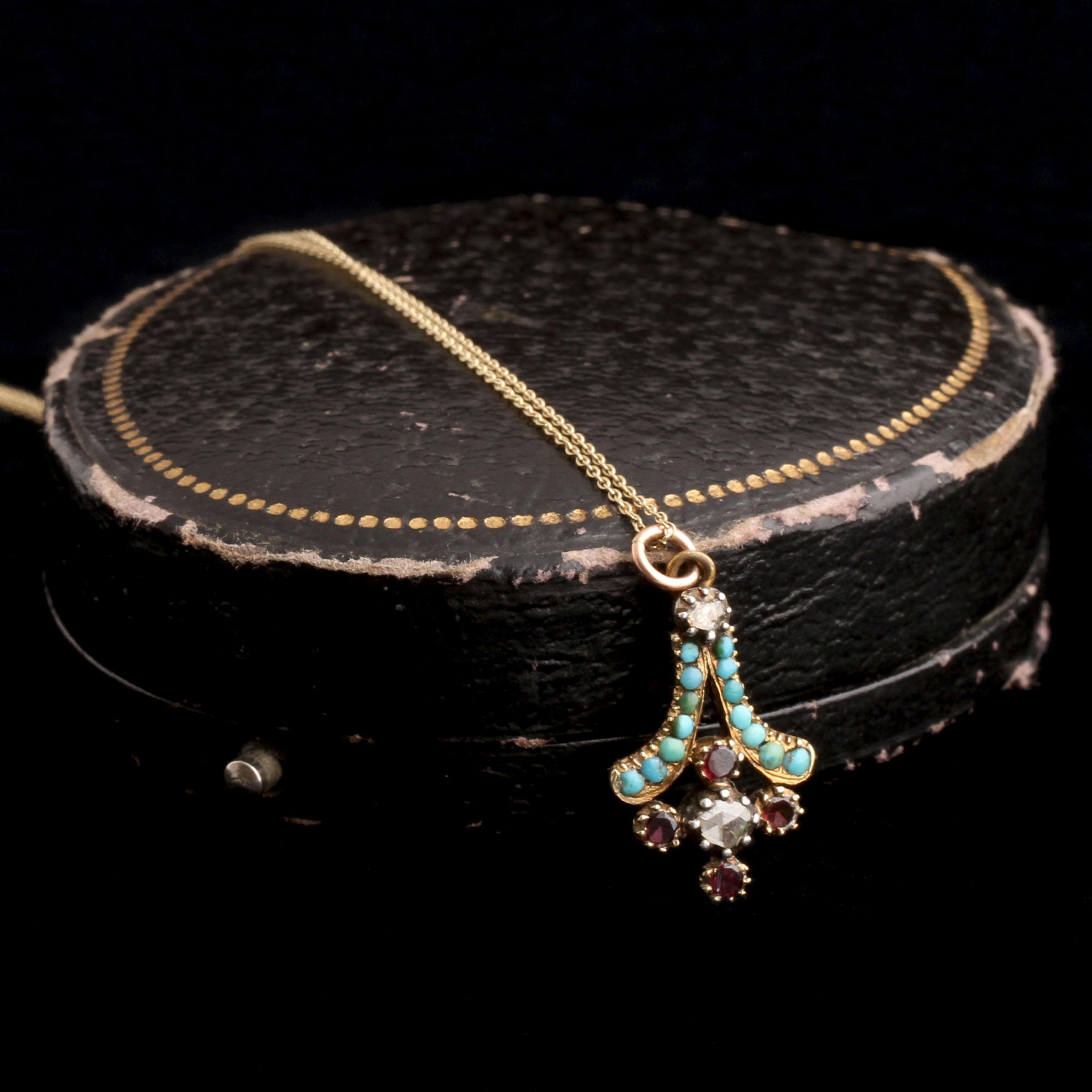 Detail of Georgian Gemstone Flower Pendant